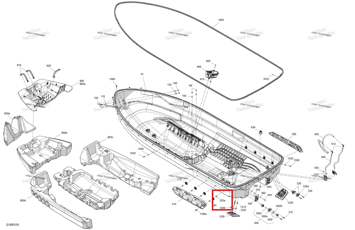 Деталь 233181600 (Шестигранный гайка фланцевая M8 Sea-Doo RXP 325 X (2026) (233181600)) на схеме узла 2026 Sea-Doo GTI - 170 - SE - 30TF - Teal Blue Metalic Body - Hull
