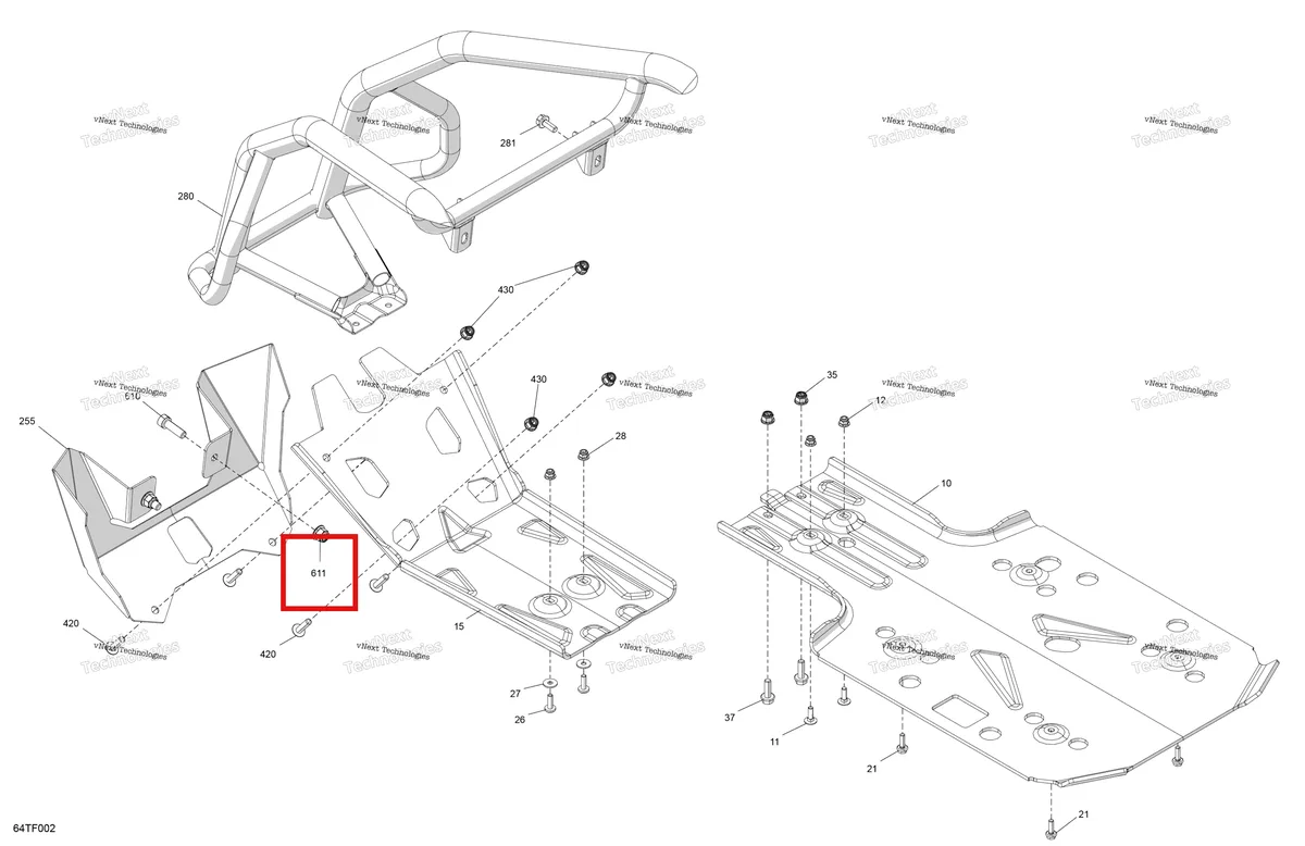 Деталь 233201434 на схеме узла 2026 Can-Am RENEGADE - 4X4 - XMR - 1000R EFI - 5UTA - Hyper Silver Body - Skid Plate And Bumper