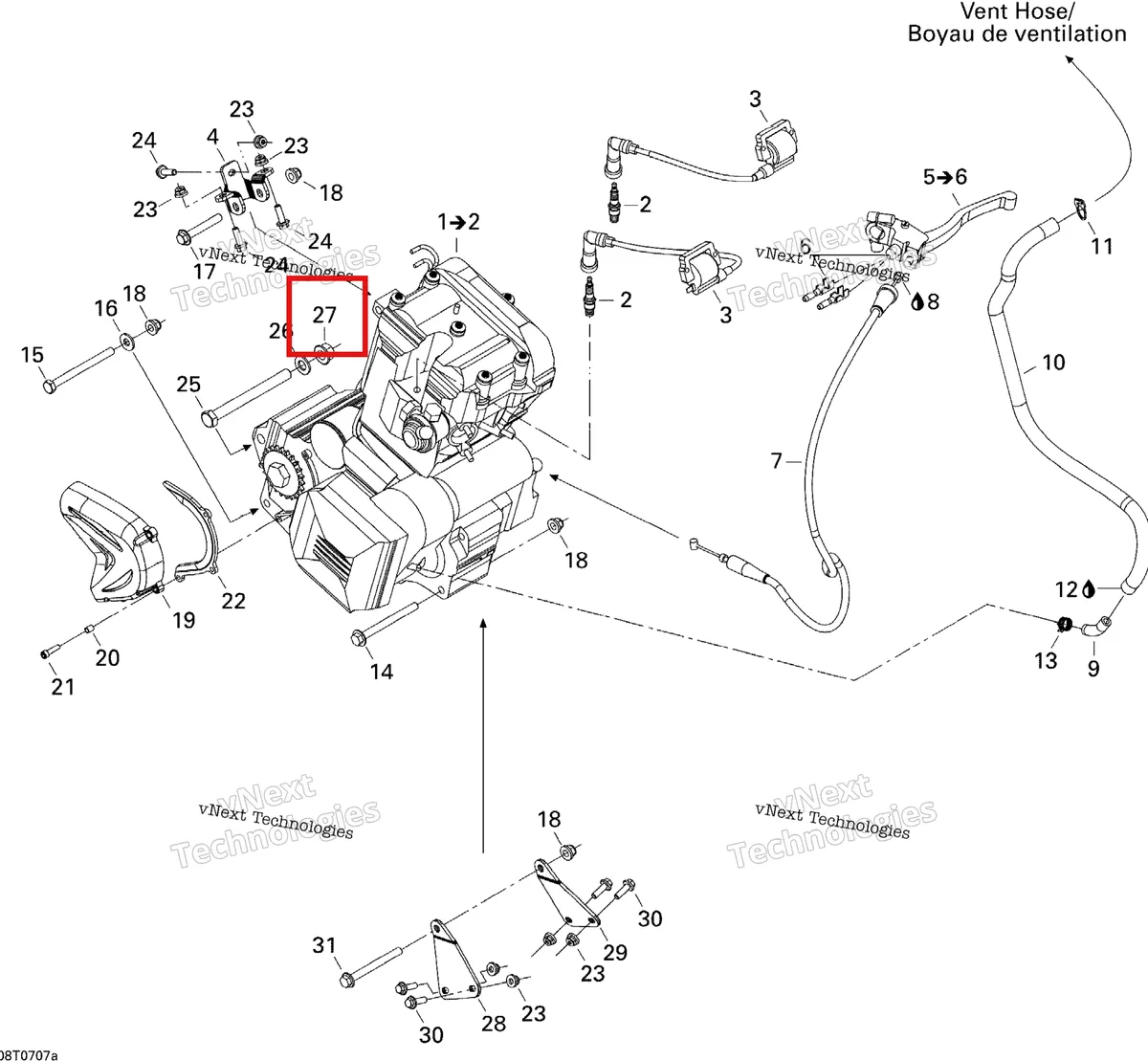 Деталь 233271414 на схеме узла 2007 Can-Am DS 650 X Engine 1