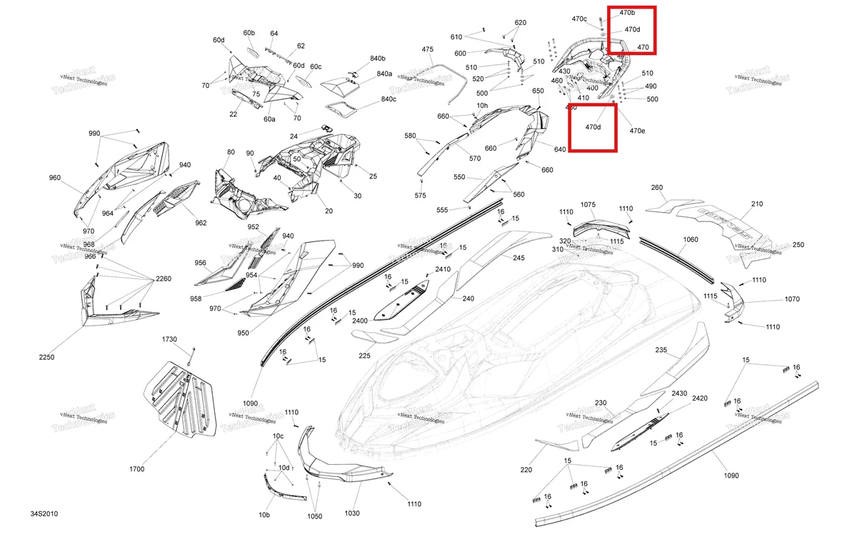 Деталь 234002600 (Шайба М10) на схеме узла 2020 Sea-Doo RXP 300 Body