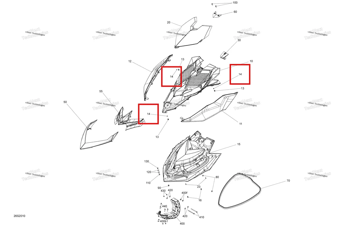 Деталь 234051500 на схеме узла 2020 Sea-Doo RXP 300 Front Cover