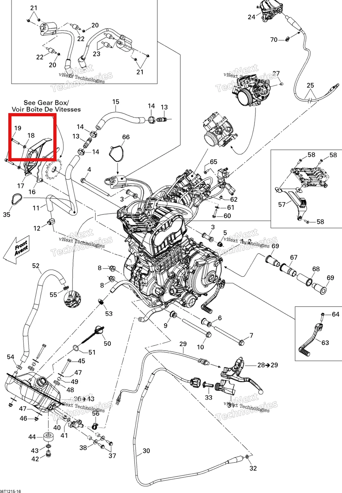 Деталь 234061430 на схеме узла 2015 Can-Am DS 450EFI STD Engine And Engine Support