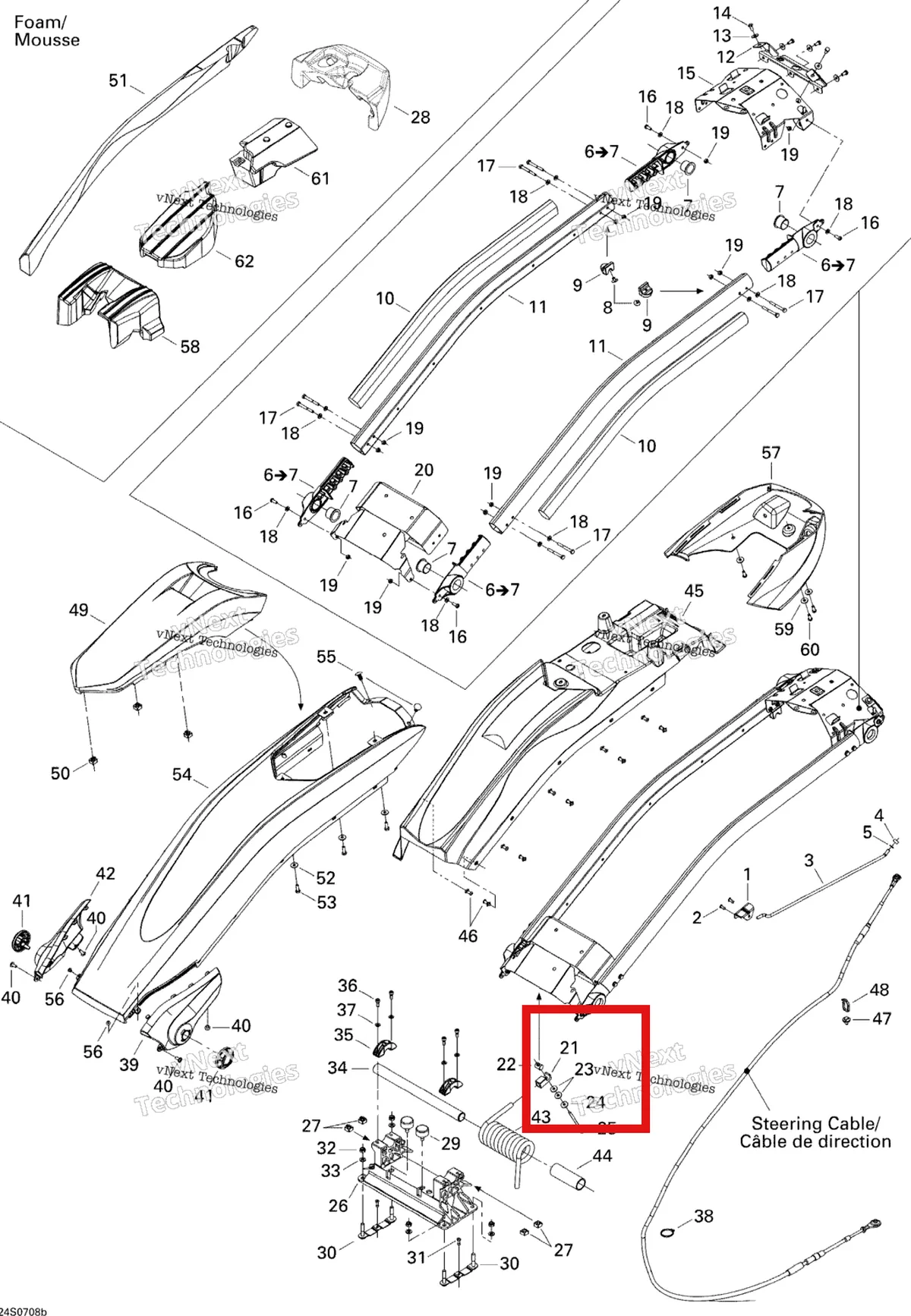 Деталь 234062100 на схеме узла 2007 Sea-Doo 3D 947 DI Steering System 2