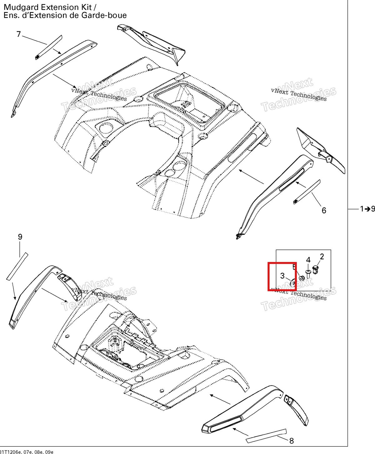 Деталь 234082430 на схеме узла 2012 Can-Am Outlander 800REFI Xmr Body And Accessories 5, Mudguard