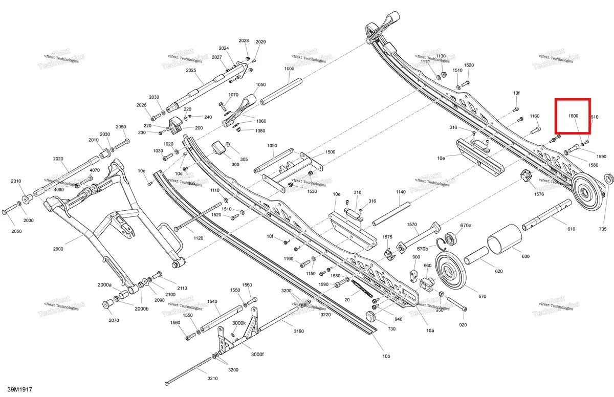 Деталь 234161471 (Пружинная шайба) на схеме узла 2019 Ski-Doo MXZ 600 RACING Rear Suspension - 600 Racing Lower Parts