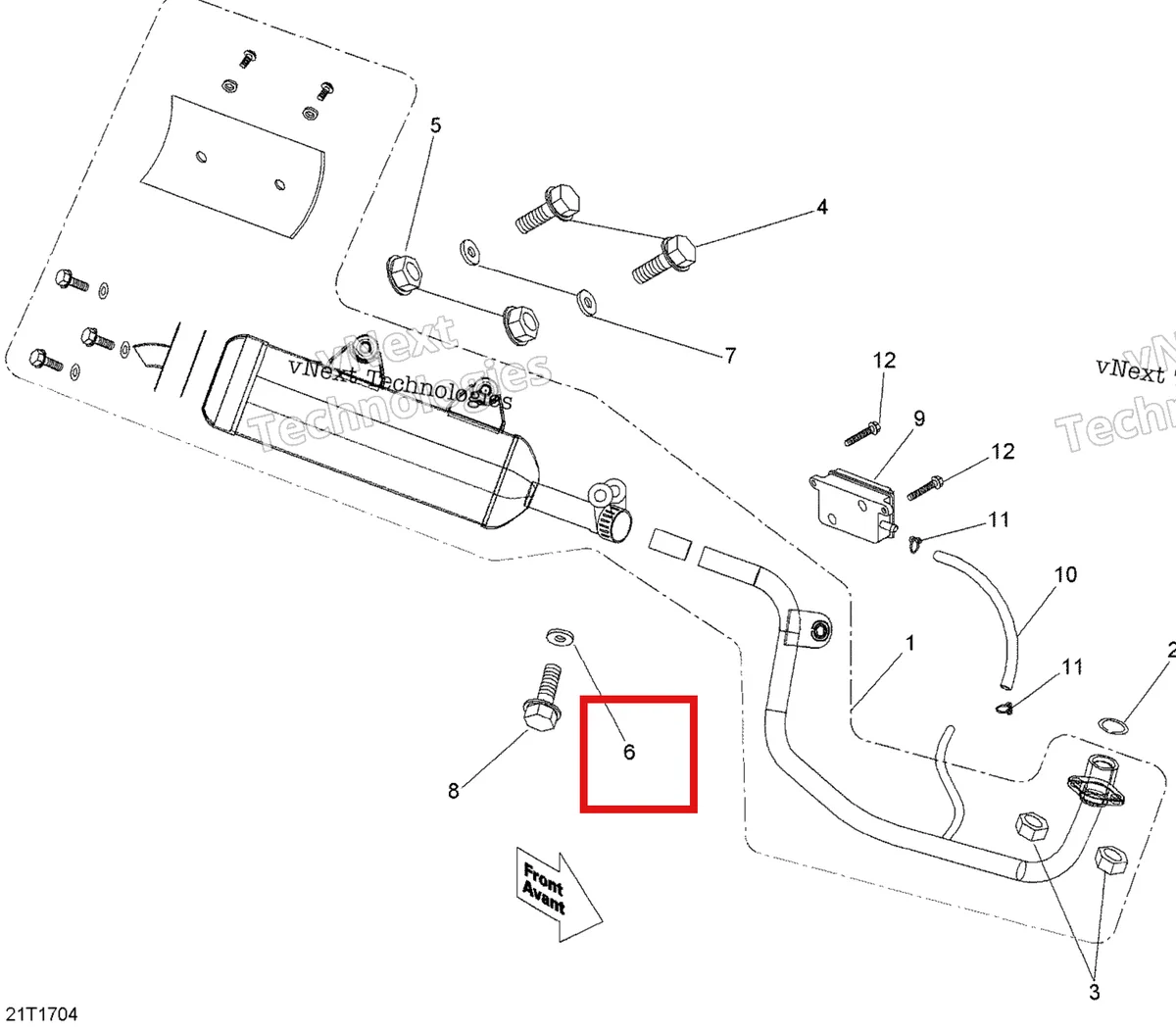Деталь 234181601 на схеме узла 2022 Can-Am DS 70 Exhaust System