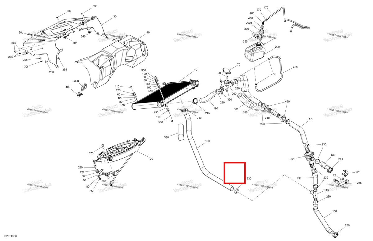 Деталь 235563054 на схеме узла 2024 Can-Am Outlander 850 EFI 4X4 - 4KRA - X MR Package - Legion Red Engine - Cooling