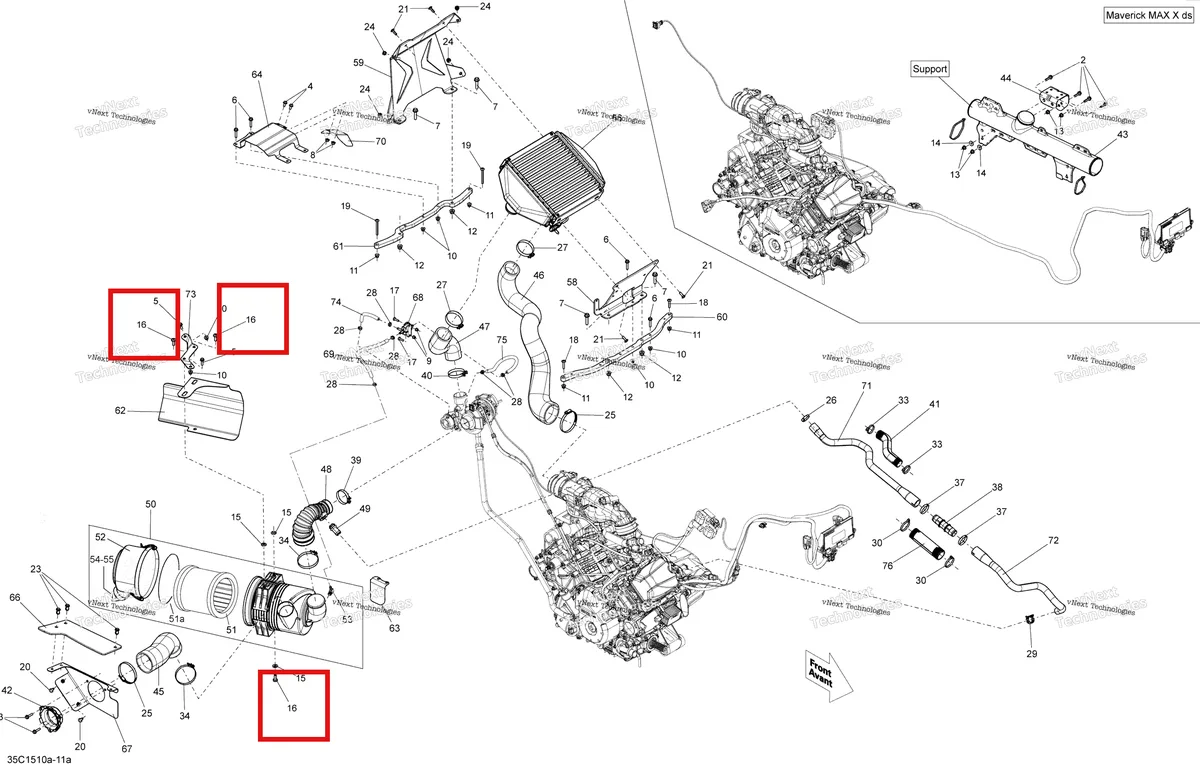Деталь 236282084 (Деталь Hex. Screw M8 X 20. Ranger) на схеме узла 2015 Can-Am MAVERICK 1000 XDS-DPS Air Intake _Turbo