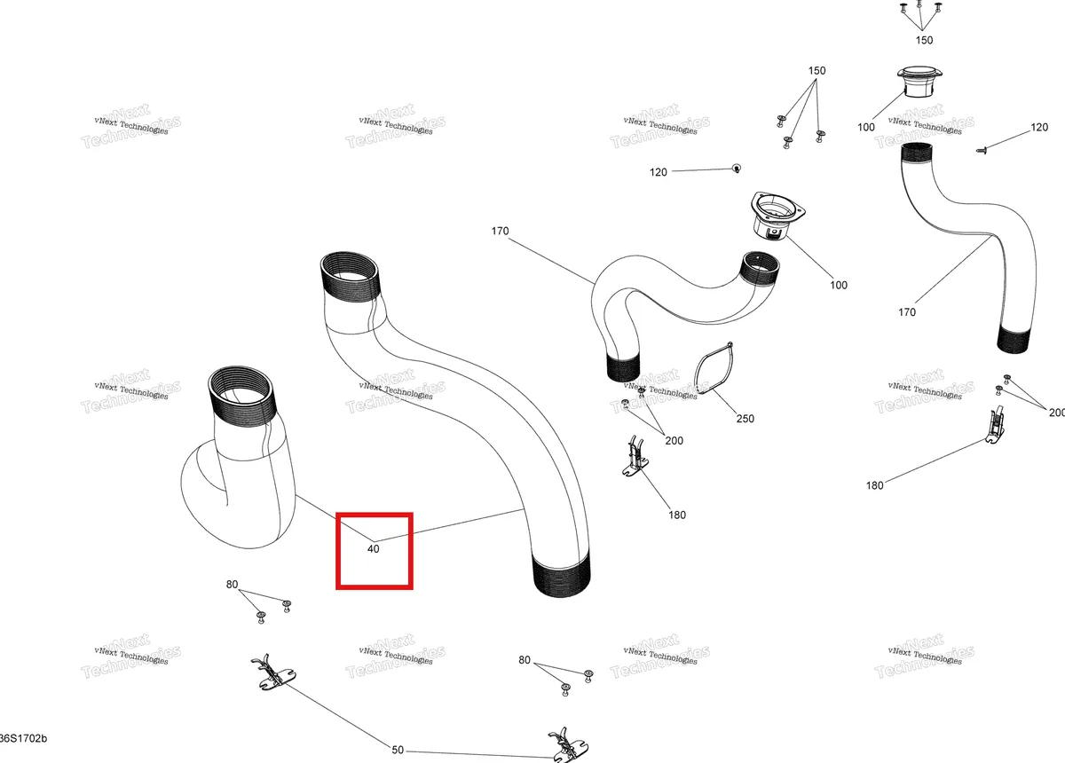 Схема применяемости: VENTILATION HOSES 3.5 Sea-Doo RXT (2016) (237000044)