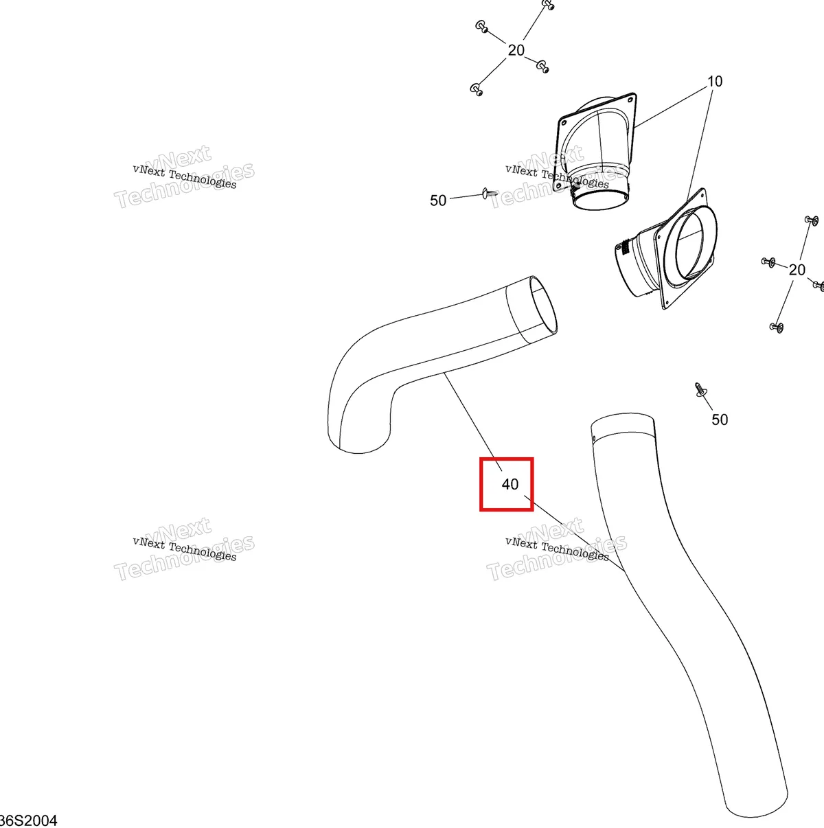 Деталь 237000046 (Вентиляция шланг Sea-Doo RXP (2016) (237000046)) на схеме узла Ventilation