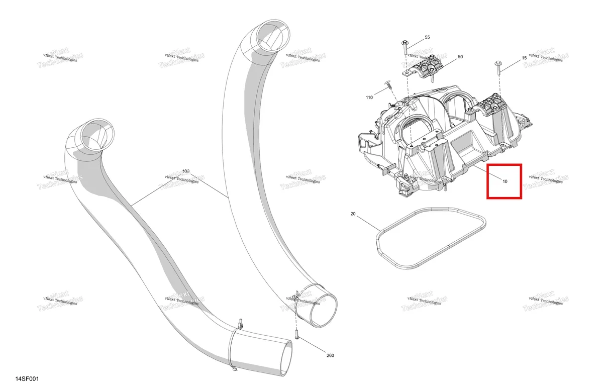 Деталь 237000091 (Ventilation переходник Sea-Doo GTX 325 Limited (2026) (237000091)) на схеме узла 2026 Sea-Doo WAKE - 230 - PRO - 13TA - Northern Lichen - Audio Mechanic - Ventilation