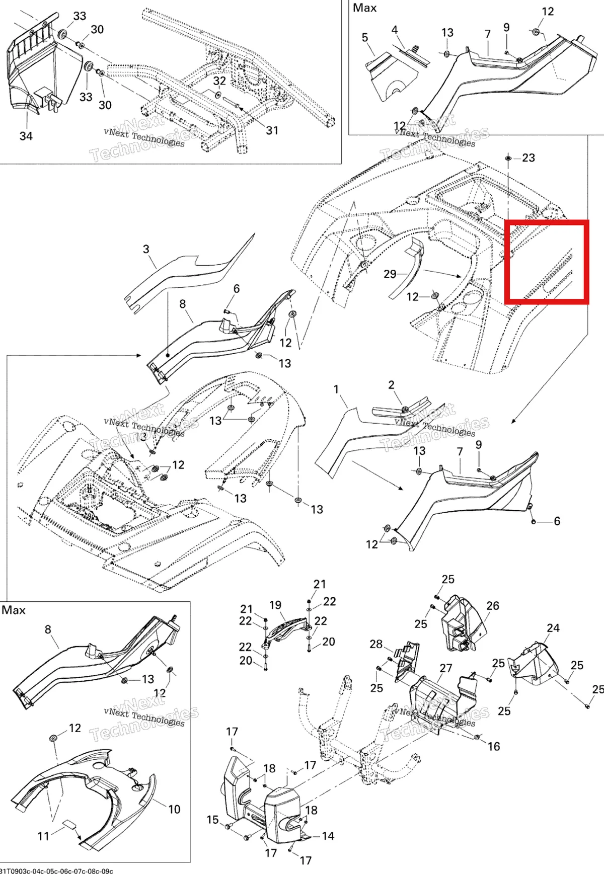 Деталь 241055030 на схеме узла 2009 Can-Am Outlander 650 EFI XT Body And Accessories 3, Xt