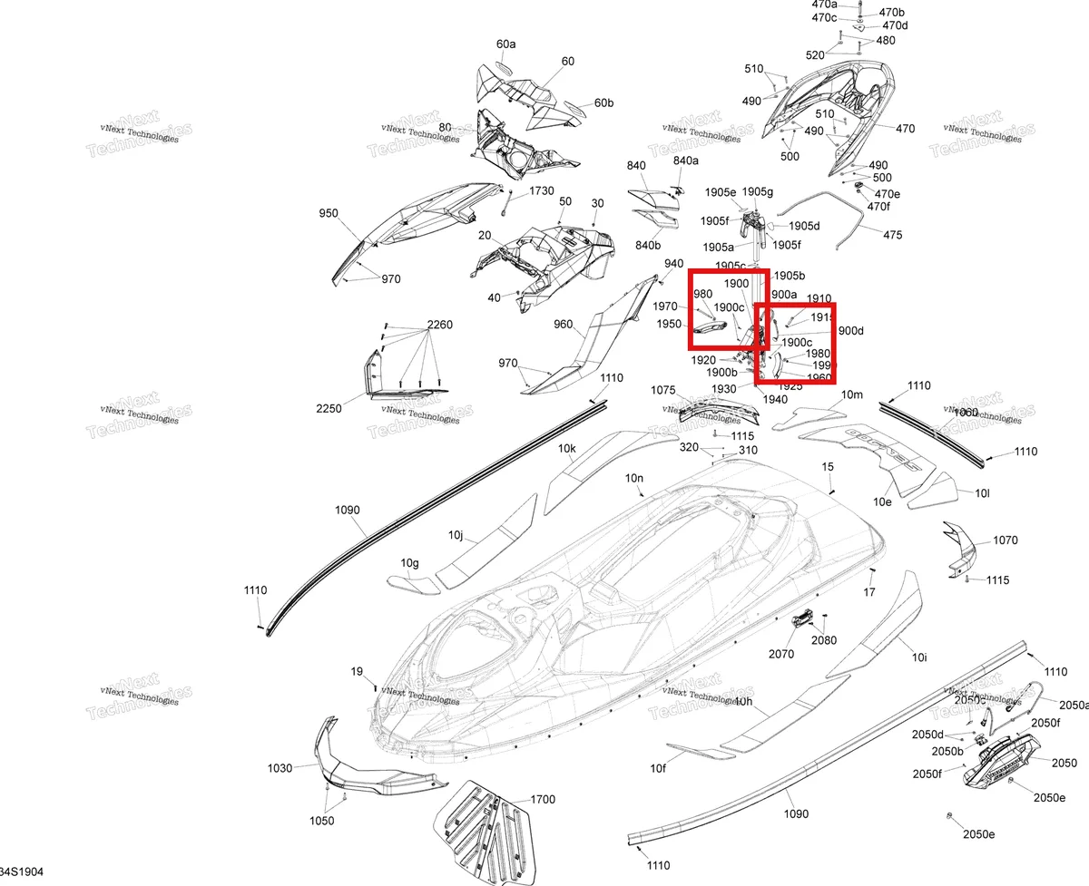 Деталь 241141360 на схеме узла 2019 Sea-Doo WAKE 155 Body