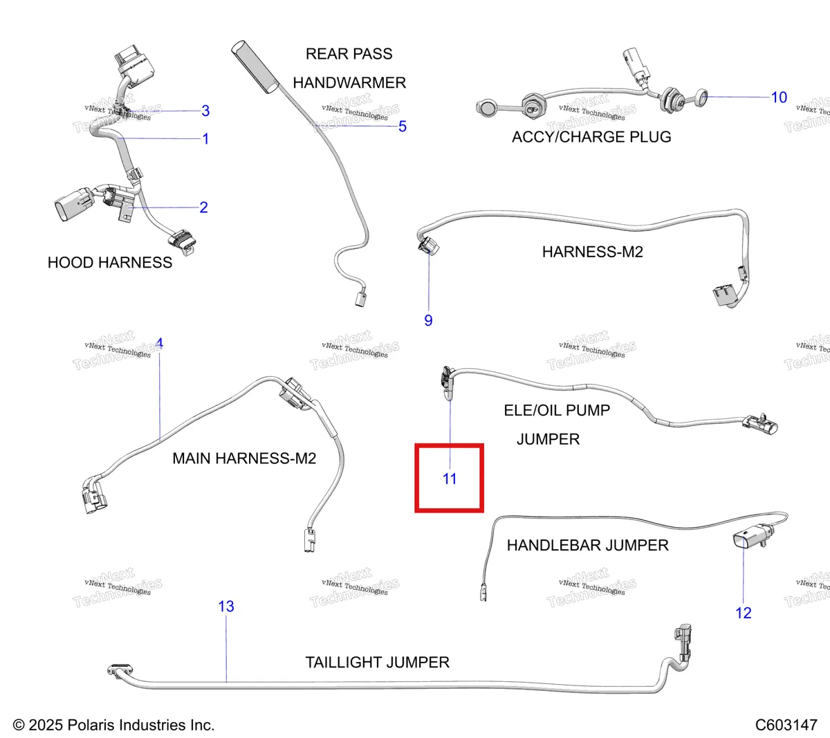 Деталь 2415497 на схеме узла Electrical, Harness, Hood, Jumpers, Misc