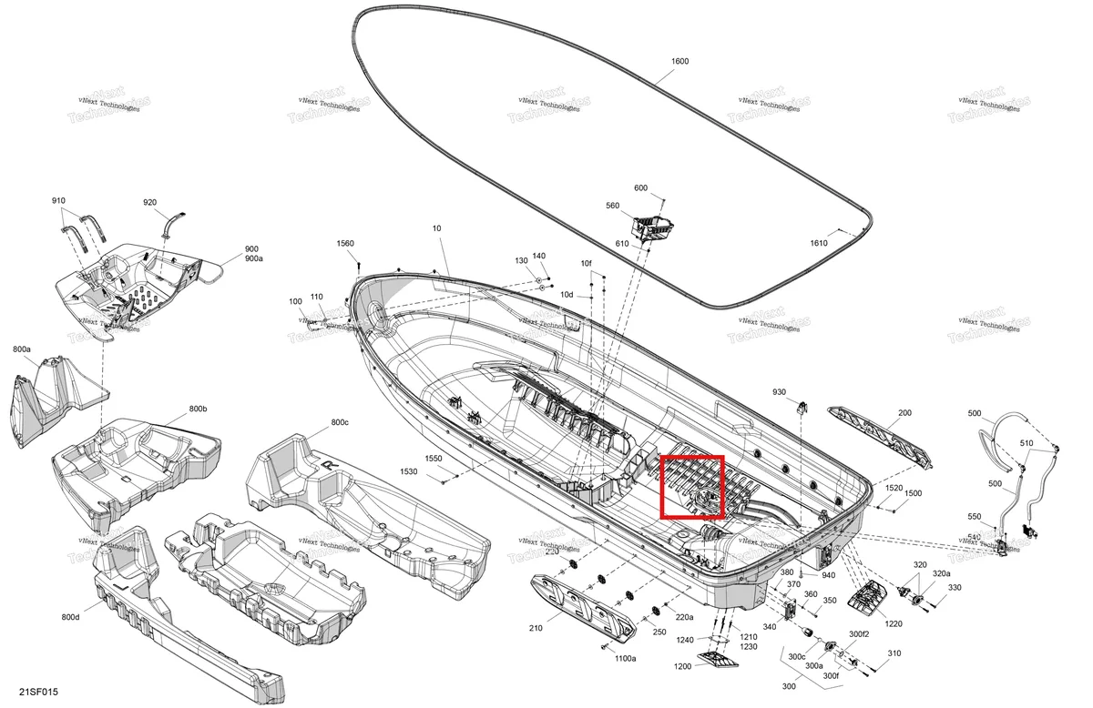 Деталь 243163060 на схеме узла 2026 Sea-Doo GTI - 130 - STD - 38TB - Bright White Body - Hull
