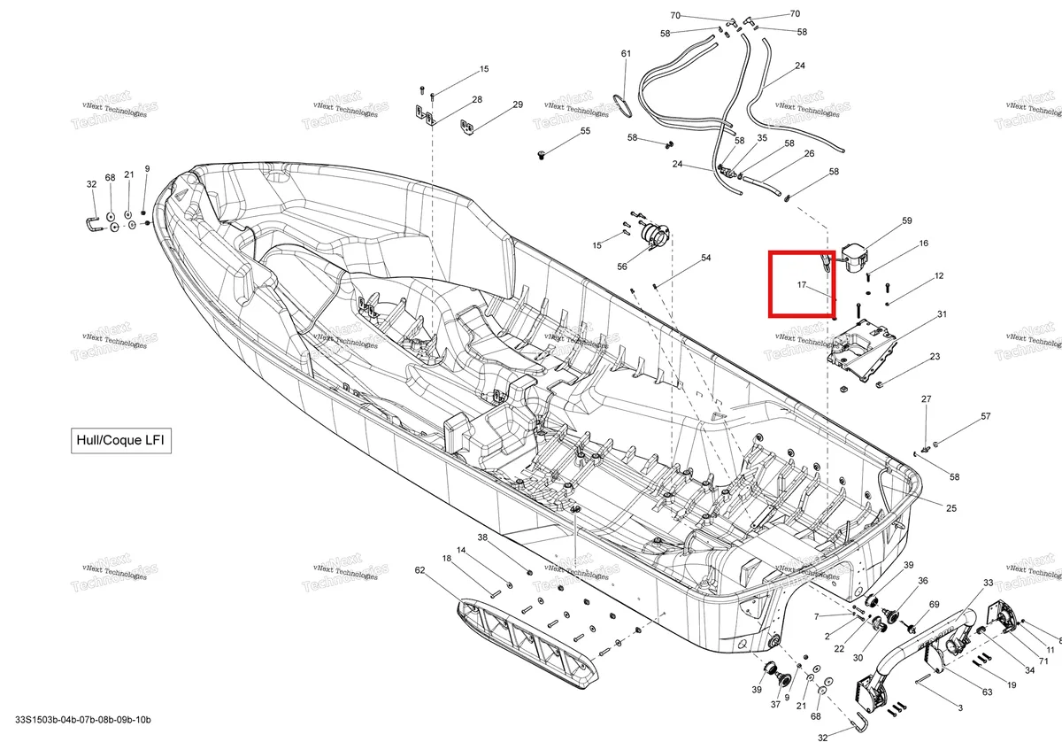 Деталь 243165560 на схеме узла 2015 Sea-Doo RXT 260 & RS Hull Lfi