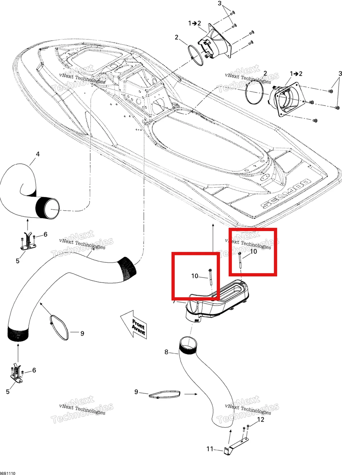 Деталь 243168060 на схеме узла 2011 Sea-Doo RXP-X 255 & RS Ventilation
