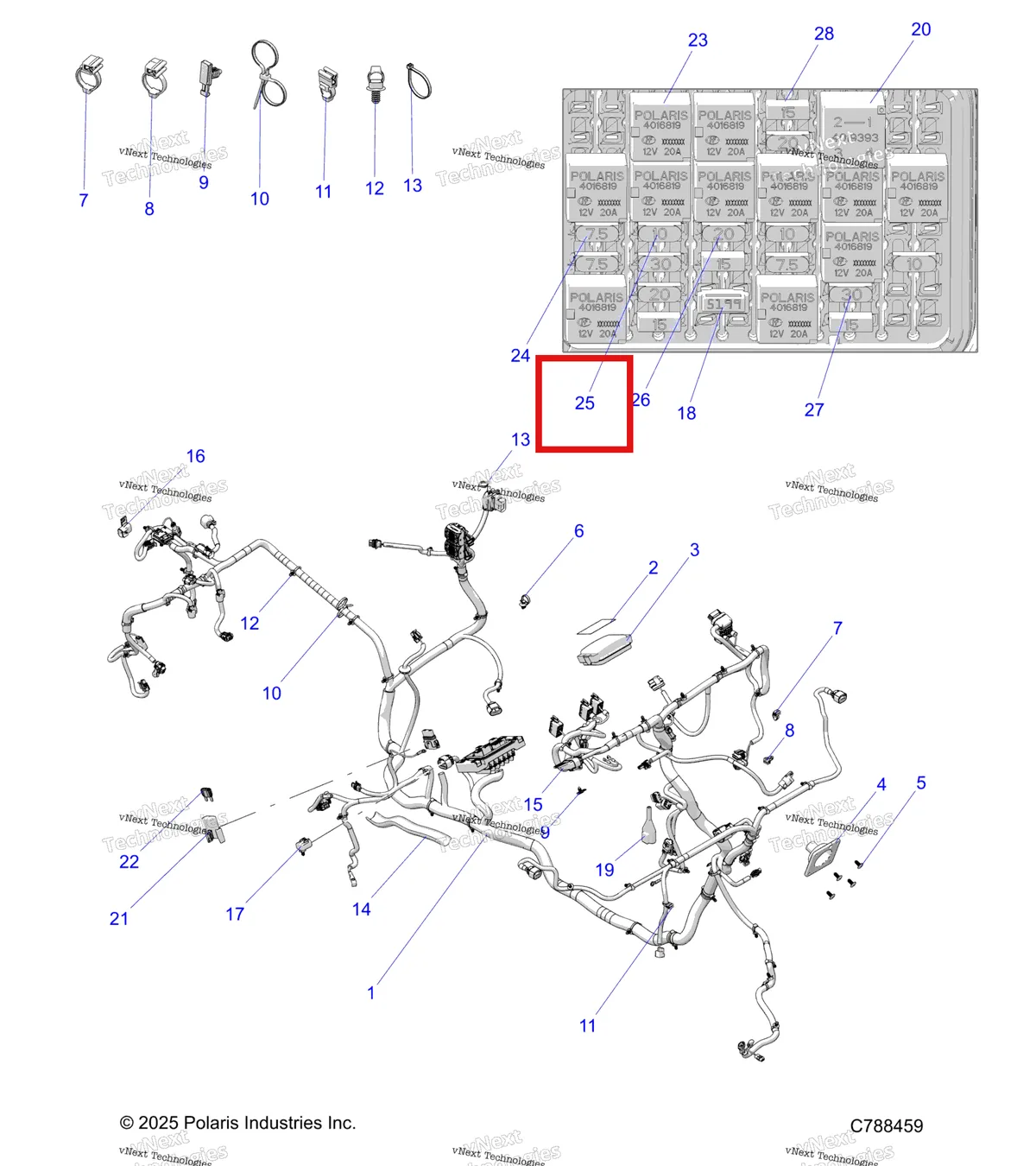 Деталь 2434016 на схеме узла Electrical, Harness Chassis