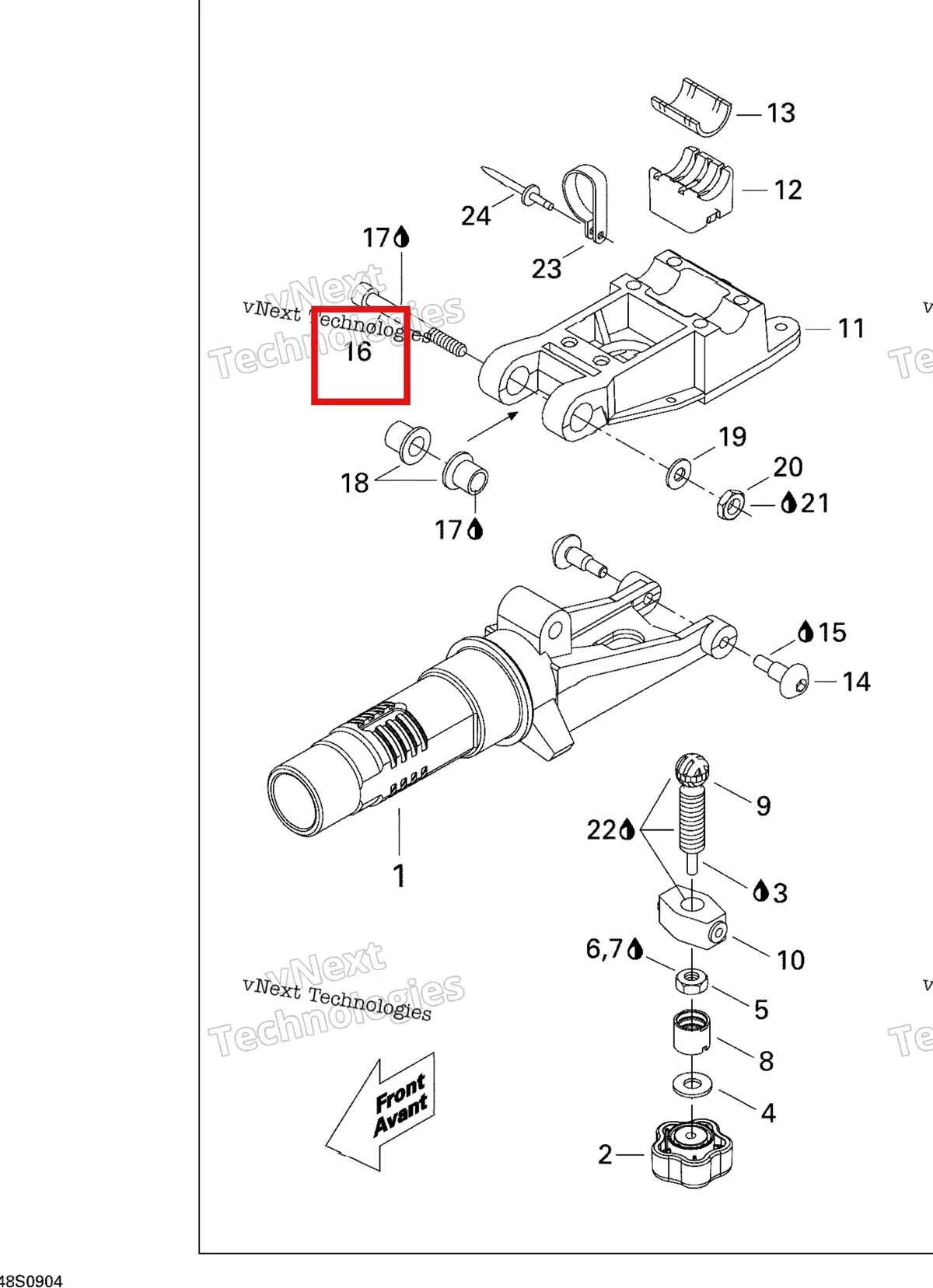 Деталь 250000004 на схеме узла 2009 Sea-Doo RXT 215 Adjustable Handle Bar International