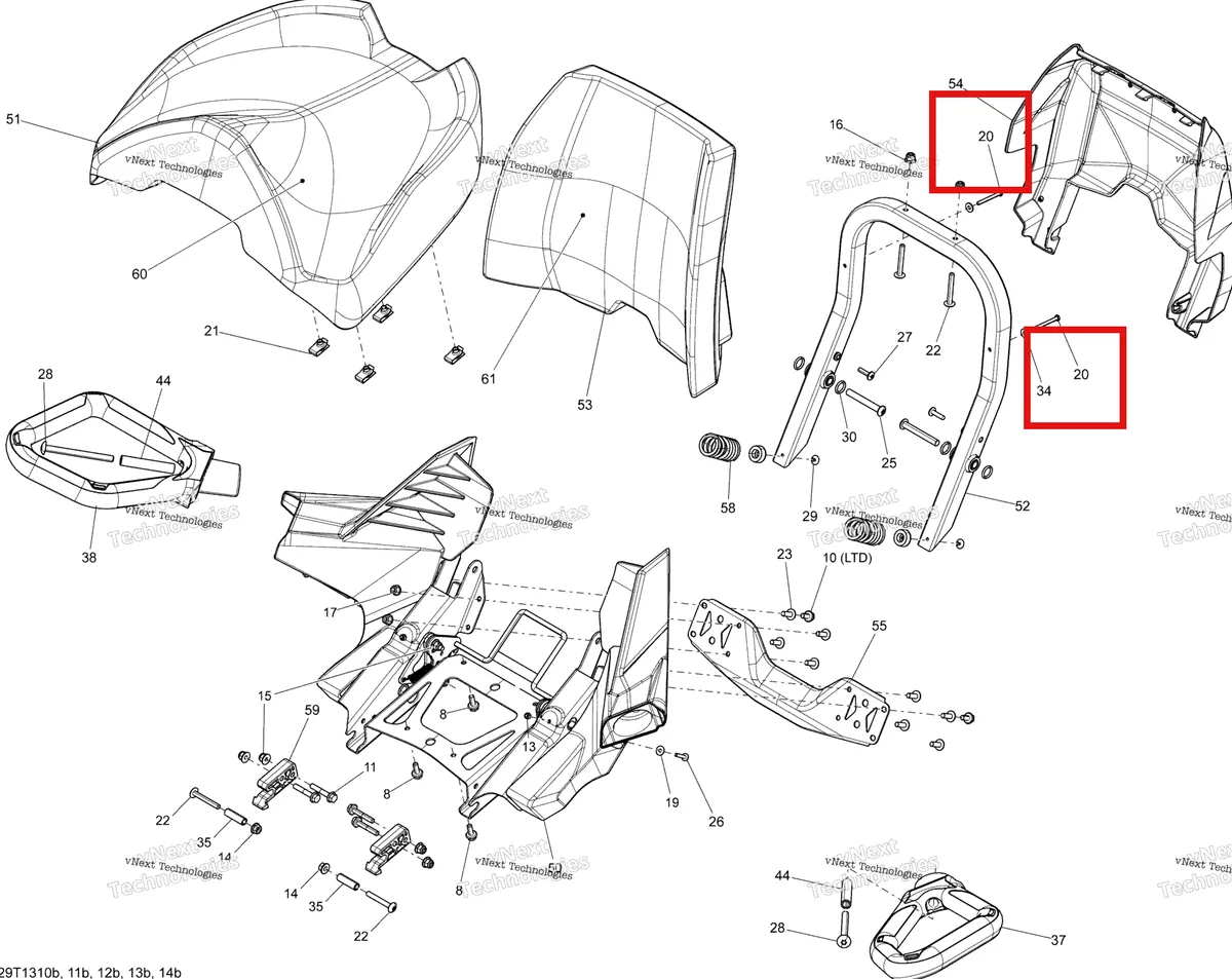 Деталь 250000008 на схеме узла 2013 Can-Am OUTLANDER MAX 1000EFI LTD Seat Passenger