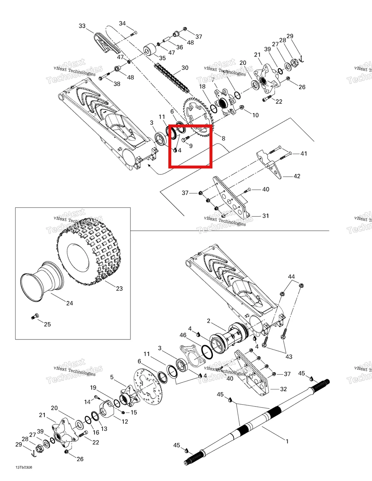 Деталь 250000034 на схеме узла 2003 Can-Am DS 650 Baja Drive System, Rear