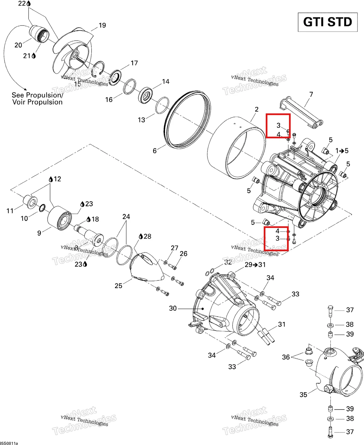 Деталь 250000040 на схеме узла 2008 Sea-Doo GTI 130 Pump Std