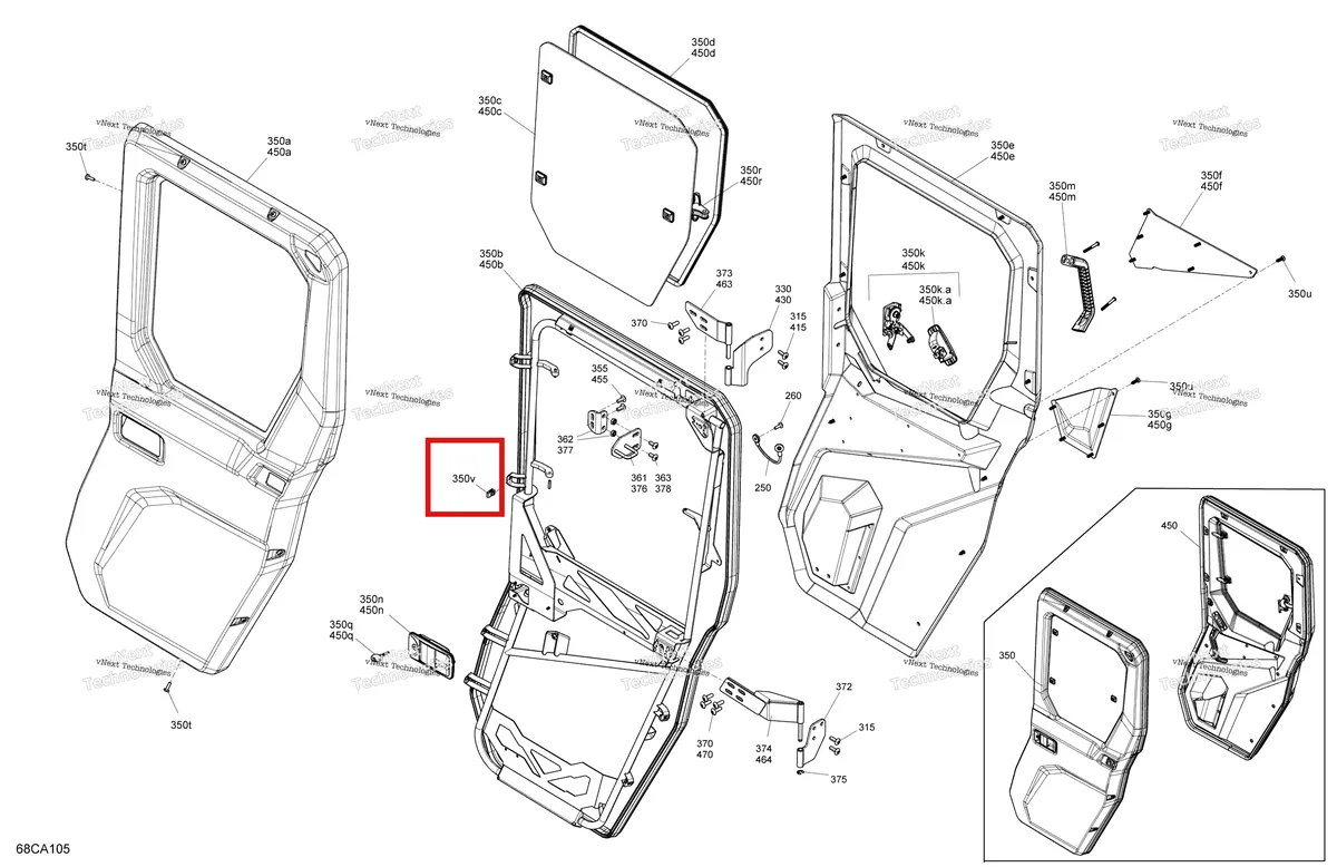 Деталь 250000048 (Деталь Pannel Nut M6 X 1.0) на схеме узла 2021 Can-Am Defender MAX HD10 - LTD CAB Body - Doors - Rear Section