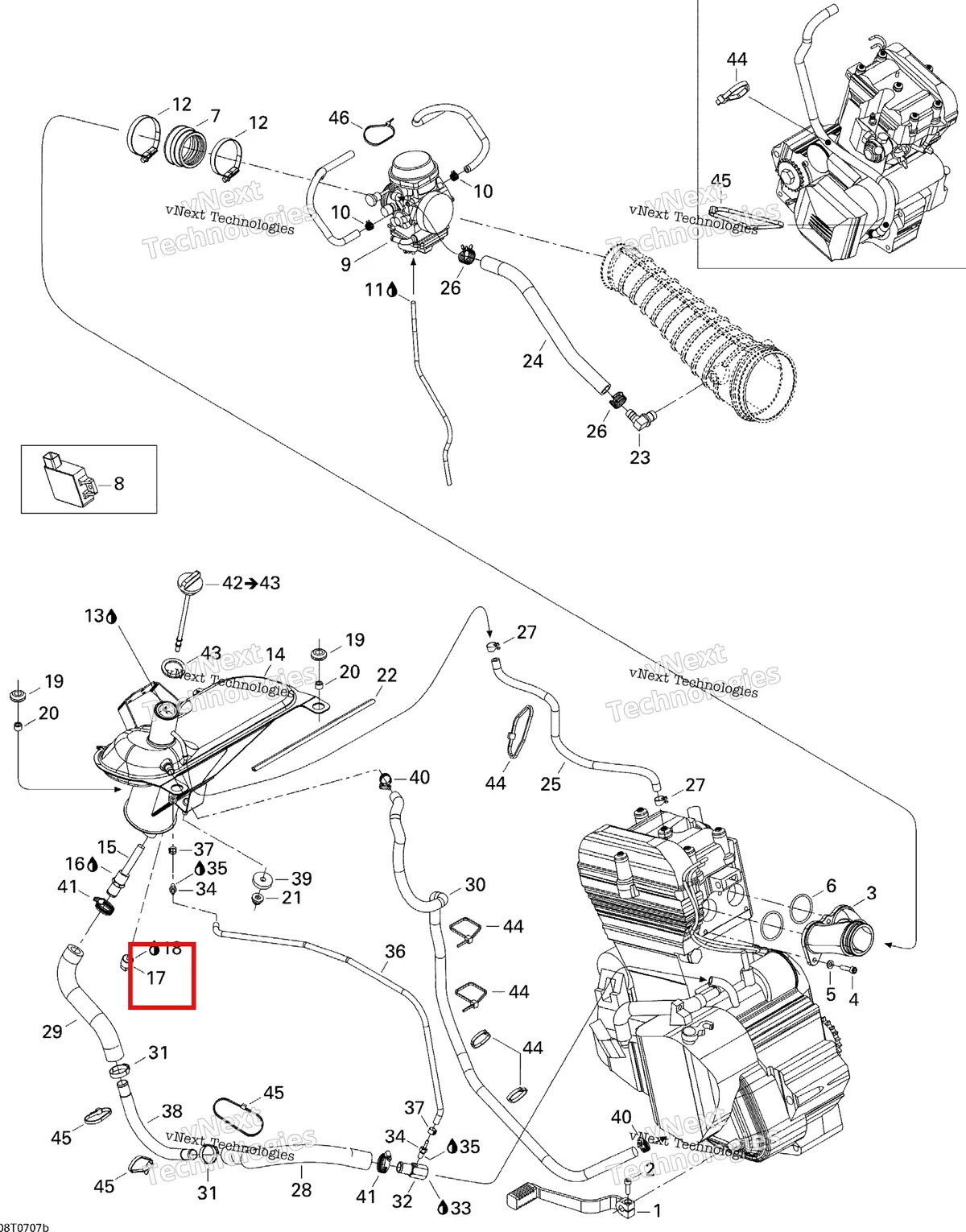 Деталь 250000053 на схеме узла 2007 Can-Am DS 650 X Engine 2