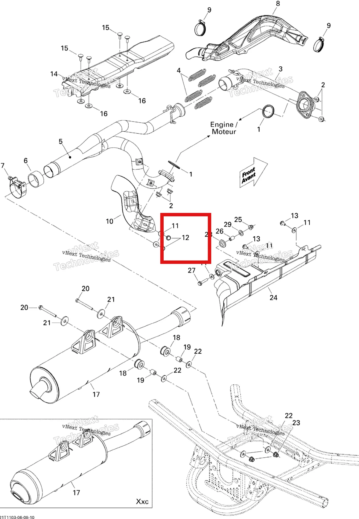 Деталь 250000073 на схеме узла 2011 Can-Am Outlander 800R EFI, XXC Exhaust System