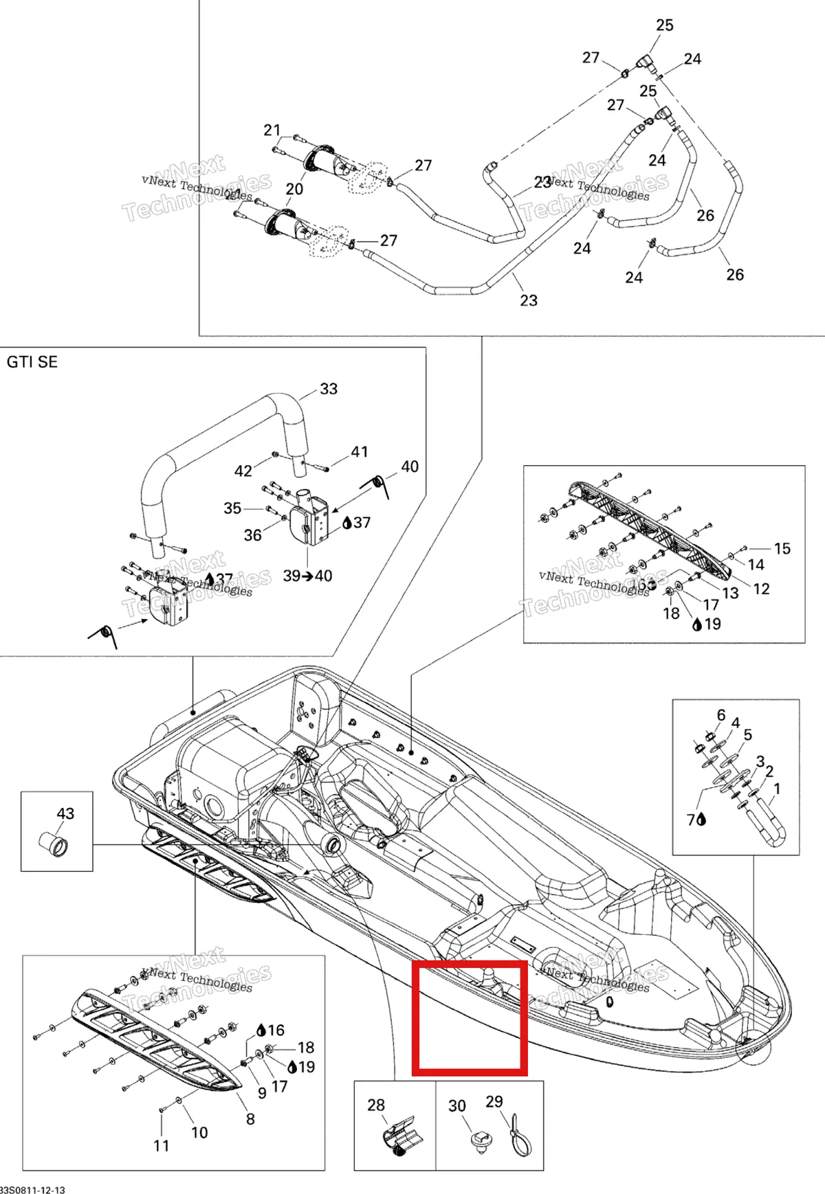 Деталь 250000076 на схеме узла 2008 Sea-Doo GTI SE 130 Hull