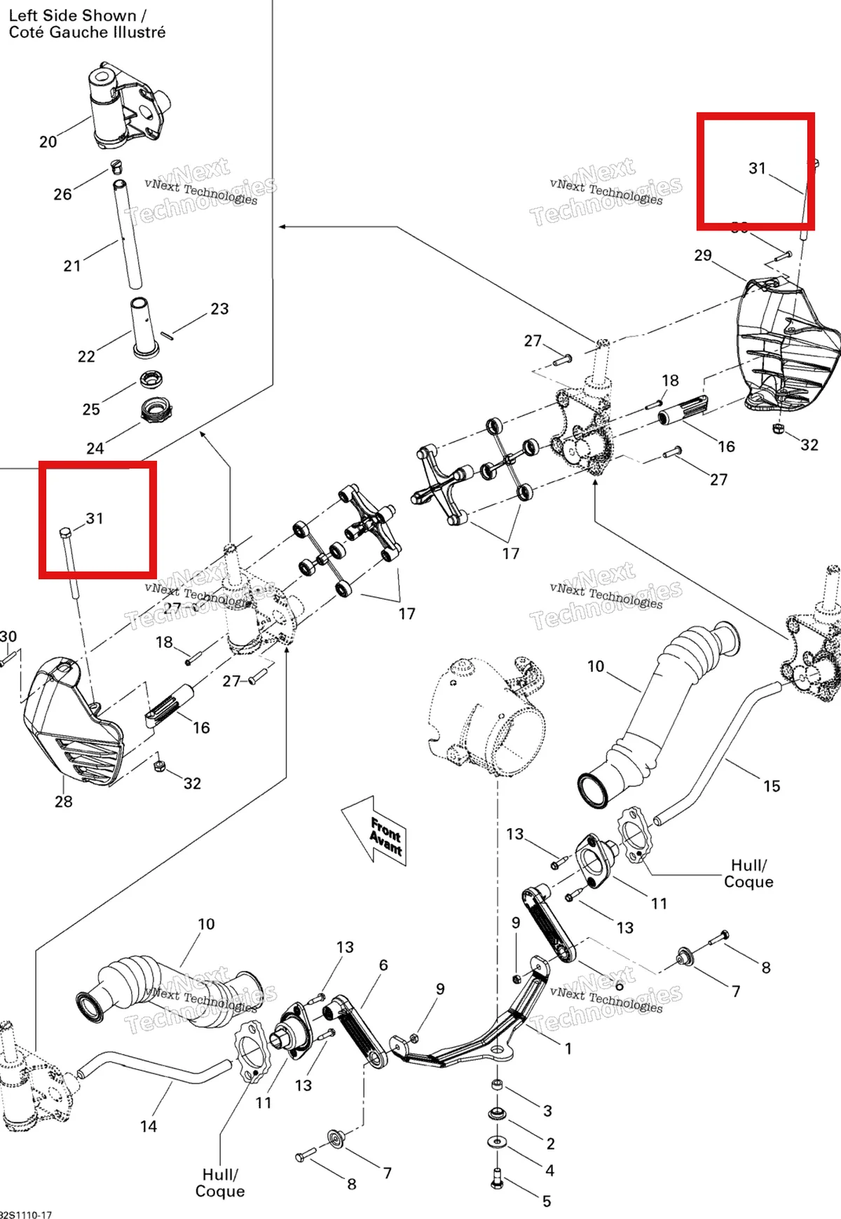 Деталь 250000077 на схеме узла 2011 Sea-Doo RXP-X 255 & RS Off Power Assisted Steering