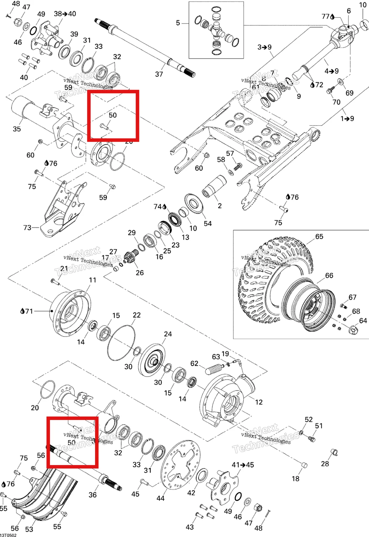 Деталь 250000085 на схеме узла 2005 Can-Am Traxter 5 Speed Drive System, Rear