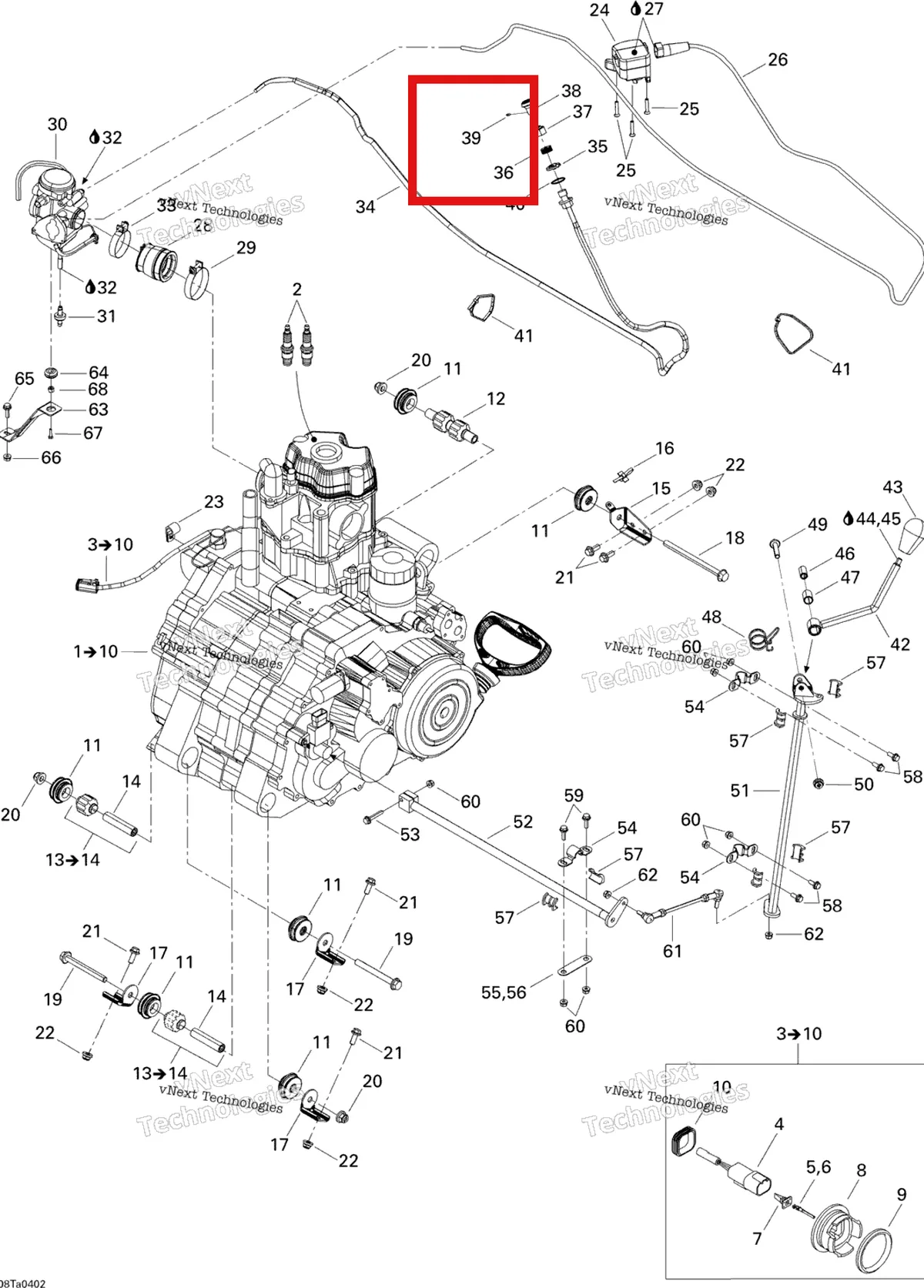 Деталь 250000108 на схеме узла 2004 Can-Am Traxter Auto Std & XT Engine Support