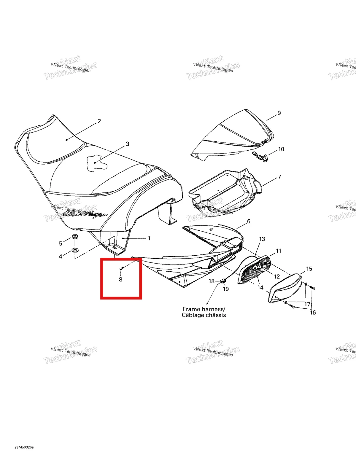 Деталь 250000123 на схеме узла 2003 Ski-Doo MX Z Blair Morgan Special Edition Seat