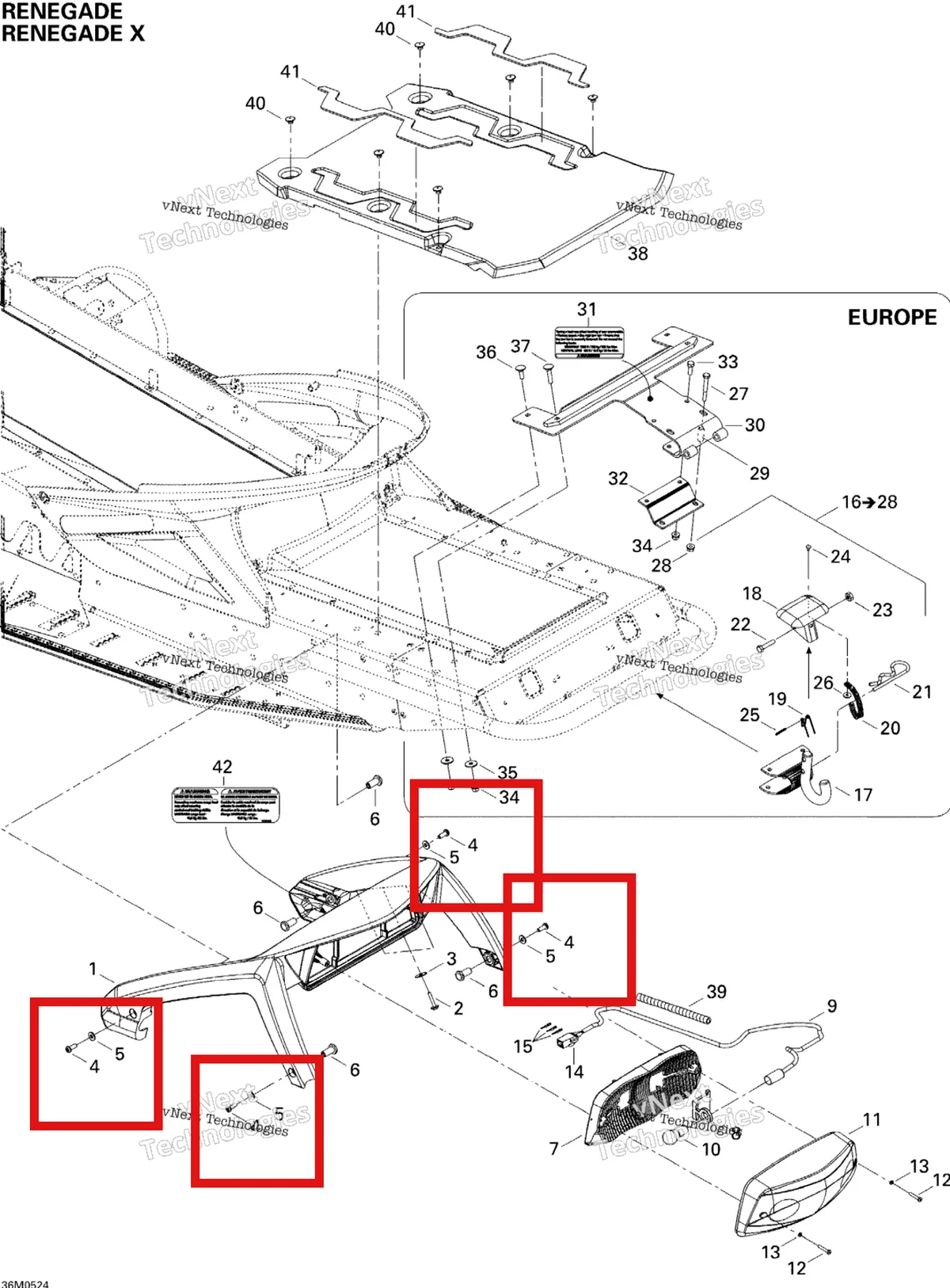 Деталь 250000168 (Винт) на схеме узла 2005 Ski-Doo MX Z 600 HO Renegade Luggage Rack