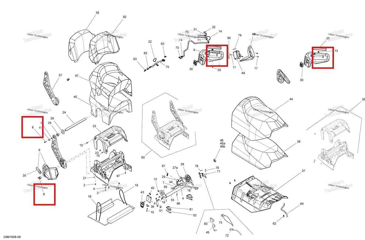 Деталь 250000197 (Деталь Torx-screw M8 X 30) на схеме узла 2016 Ski-Doo GRAND TOURING - 2-STROKE Seat
