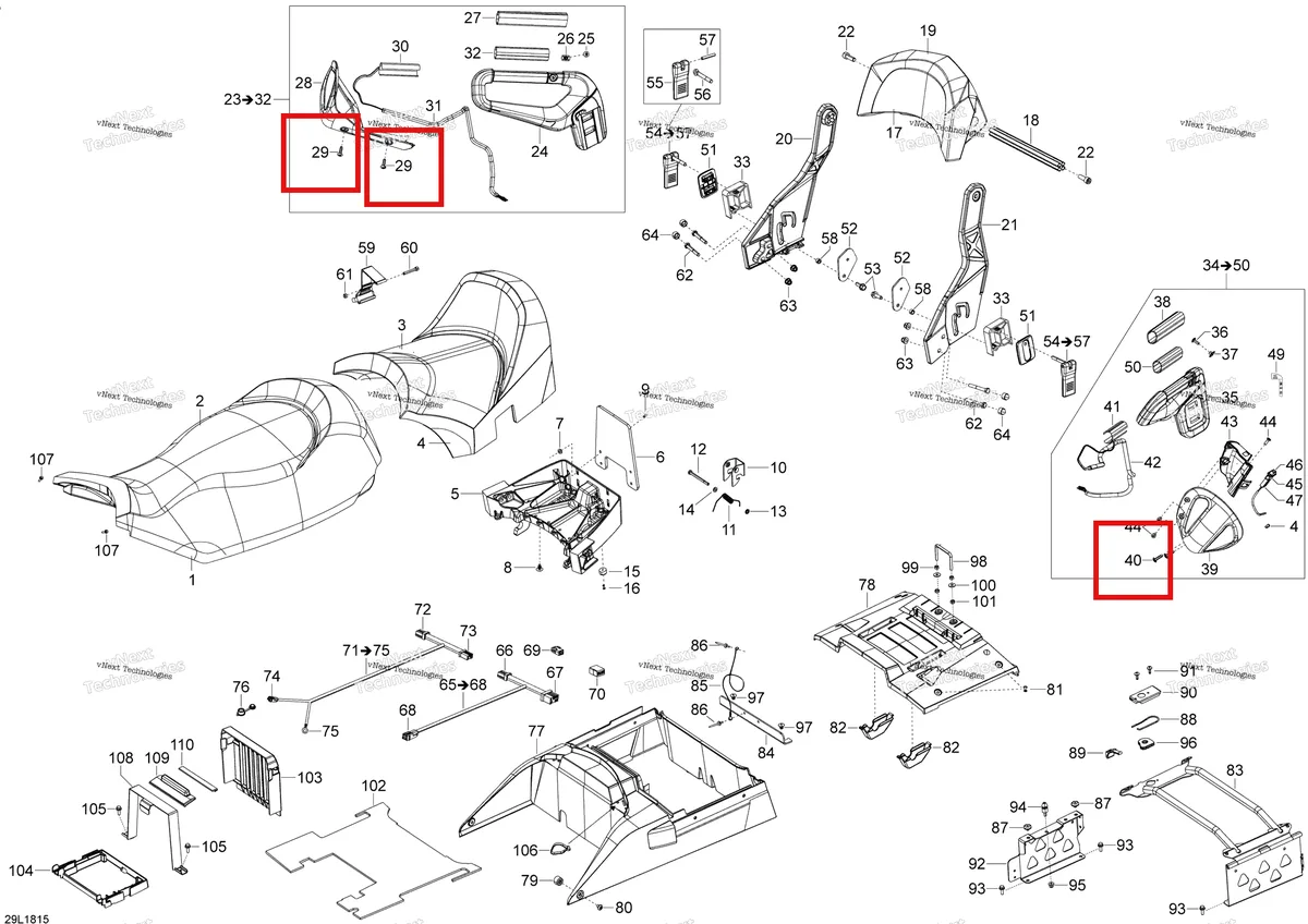 Деталь 250000199 (Деталь Screw 25mm) на схеме узла 2018 Ski-Doo EXPEDITION LE/SE 900 ACE Seat