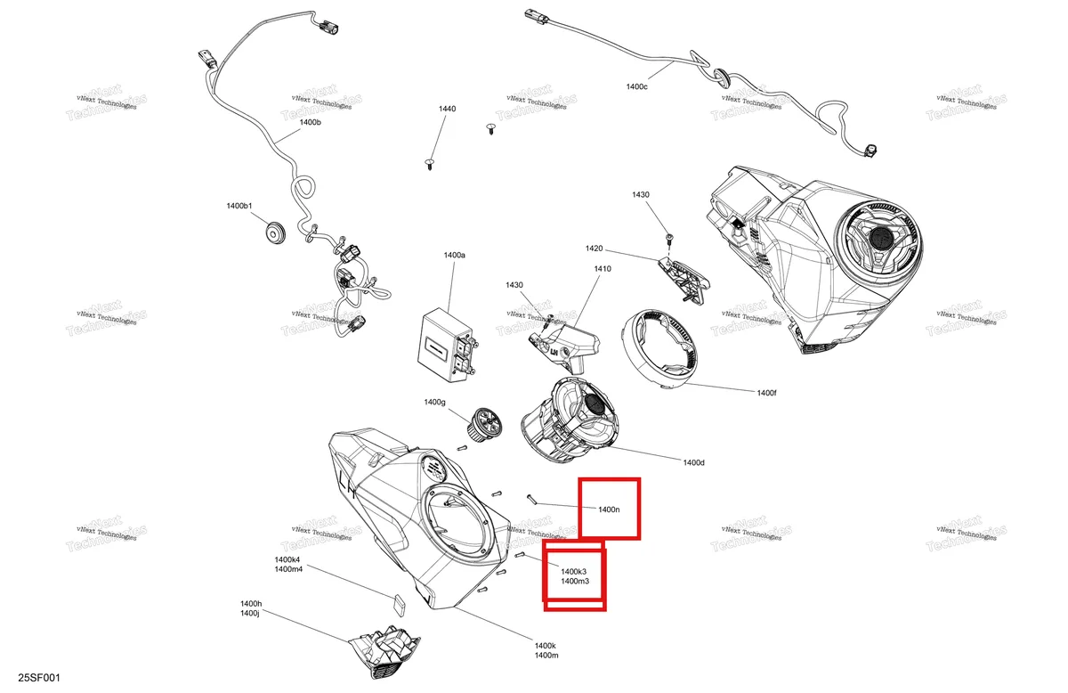Деталь 250000207 на схеме узла 2026 Sea-Doo GTX - 230 - STD - 12TA - Blue Abyss - Audio Electric - Audio System
