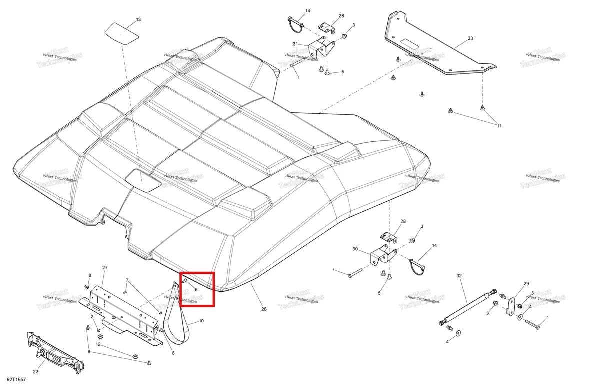Деталь 250000223 (Деталь Torx-screw M6 X 16) на схеме узла 2019 Can-Am OUTLANDER MAX 6X6 - 650 EFI - T3 Option Hard Top