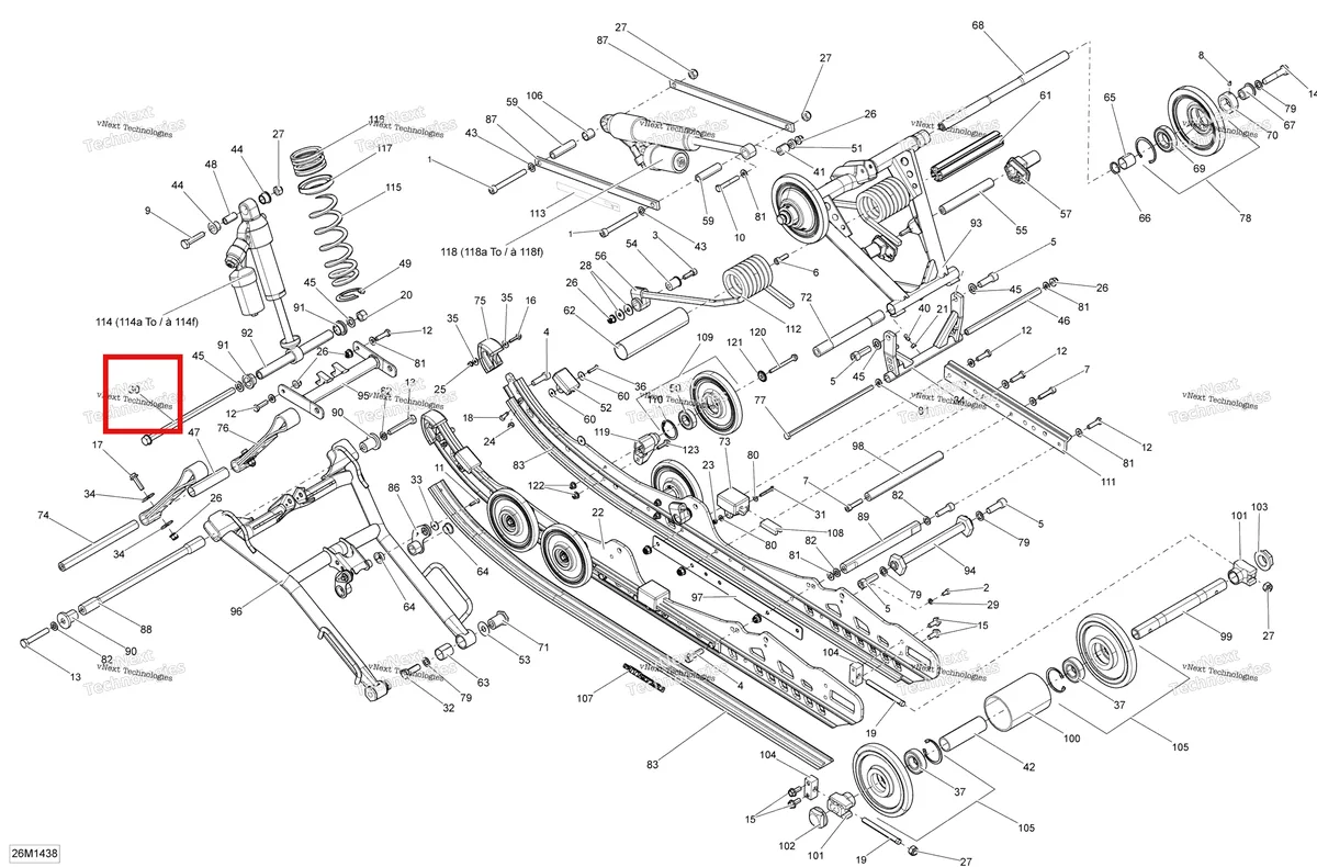 Деталь 250000229 на схеме узла 2014 Ski-Doo MXZ X 600RS XS RS Rear Suspension