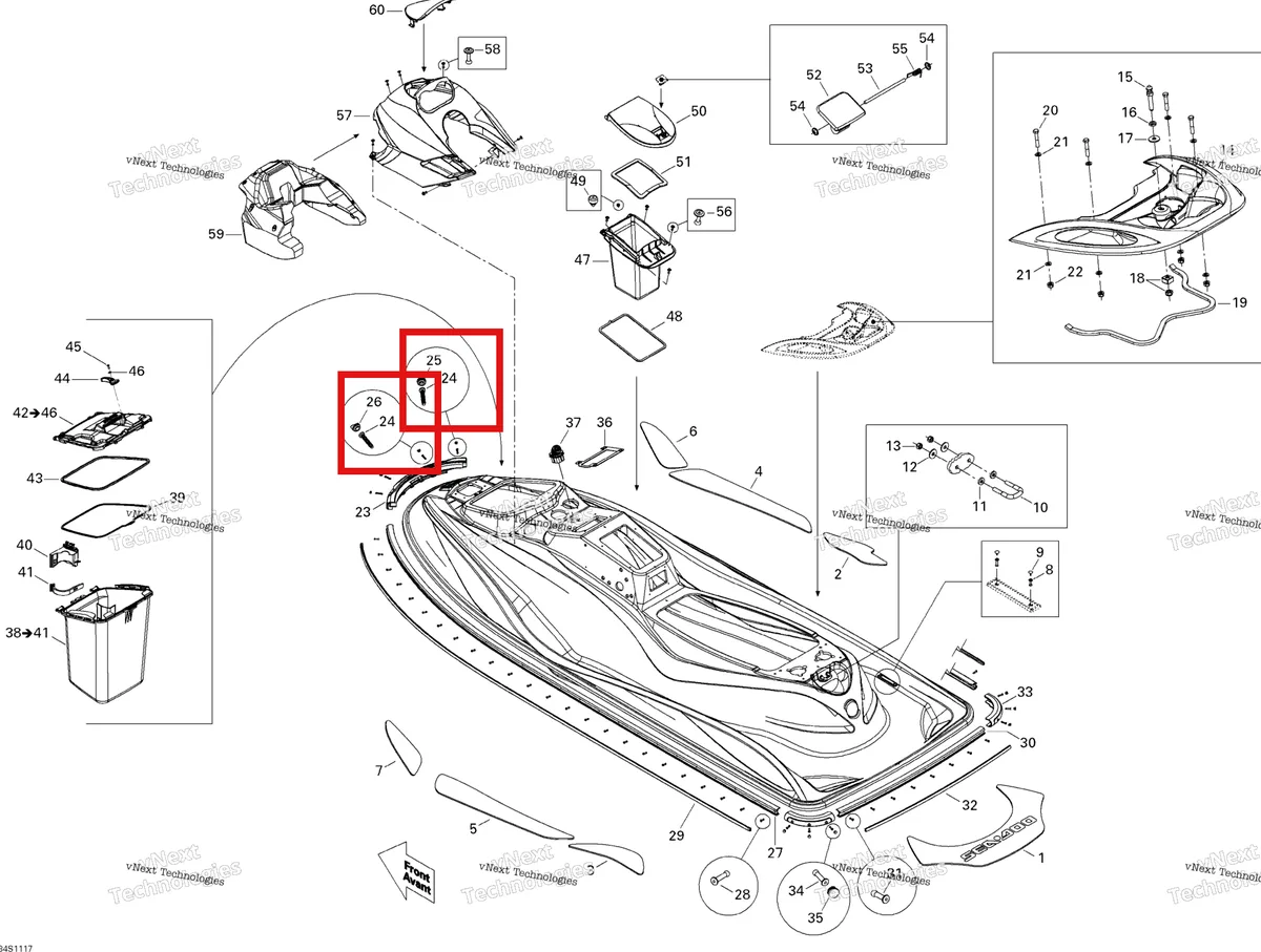 Деталь 250000236 на схеме узла 2011 Sea-Doo GTS Pro 130 Body