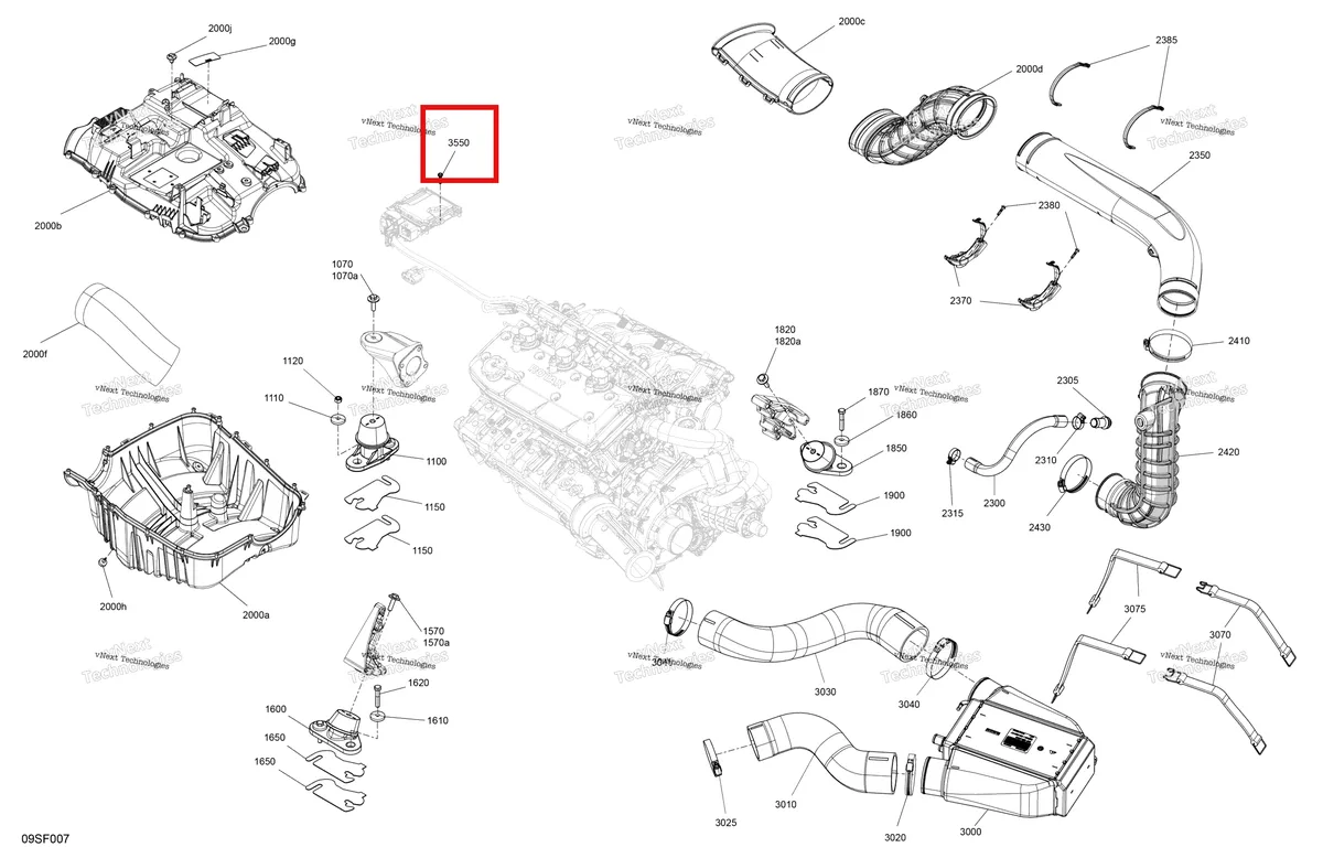 Деталь 250000287 на схеме узла 2026 Sea-Doo GTR - 230 - STD - 36TC - Eclipse Black Engine - System