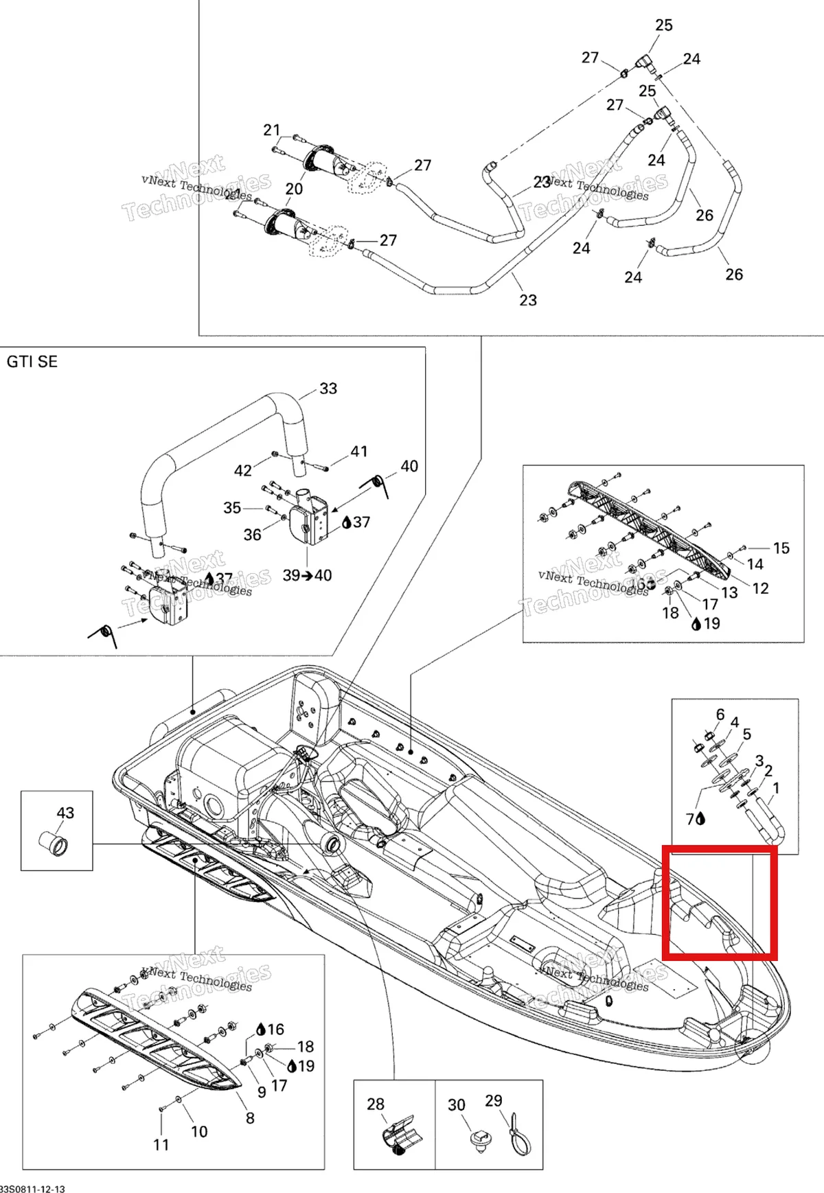 Деталь 250000288 на схеме узла 2008 Sea-Doo GTI SE 130 Hull