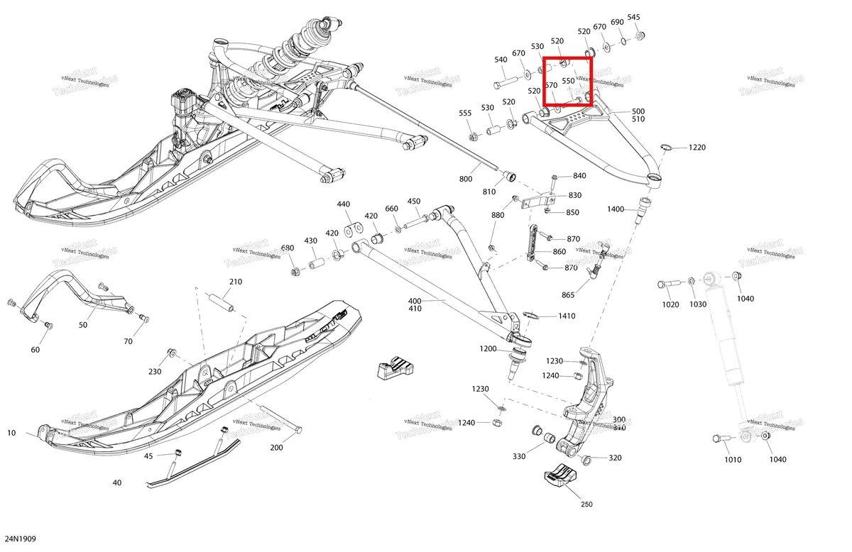 Деталь 250000289 (Деталь Screw Hex. M10 X 50) на схеме узла 2019 Ski-Doo EXPEDITION XTREME 800R E-TEC Front Suspension And Ski - 800R E-Tec