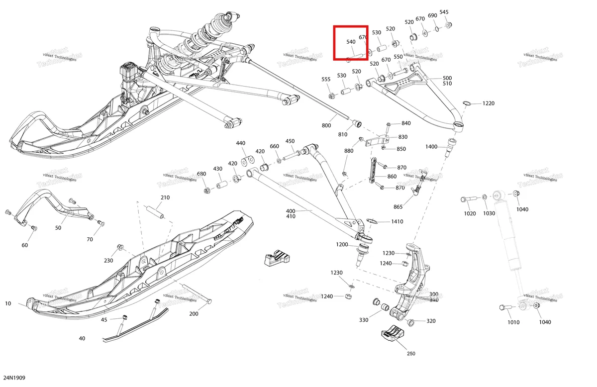 Деталь 250000290 (Деталь Screw Hex. M10 X 60) на схеме узла 2019 Ski-Doo EXPEDITION XTREME 800R E-TEC Front Suspension And Ski - 800R E-Tec