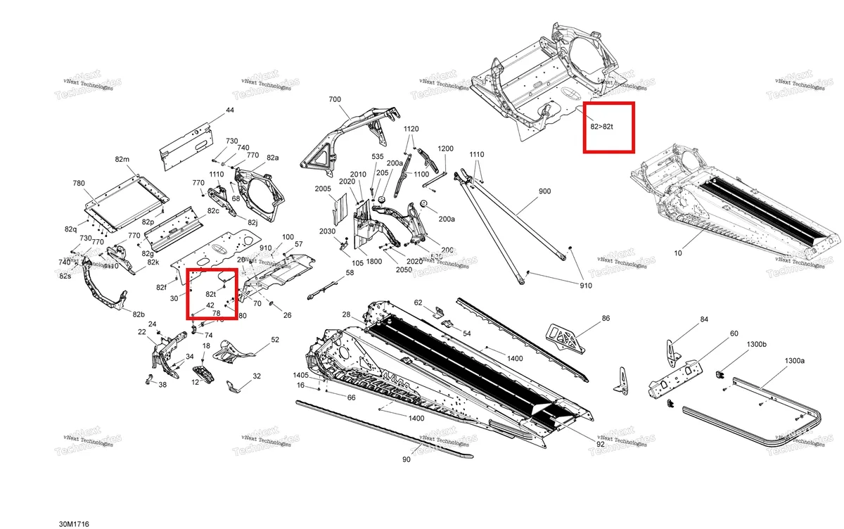 Деталь 250000325 (Torx раскос винт M6 × 12 Can-Am Outlander 1000 EFI DPS XT XT-P (2014) (250000325)) на схеме узла 2017 Ski-Doo TUNDRA - 4-STROKE - LT-SPORT Frame - All Models