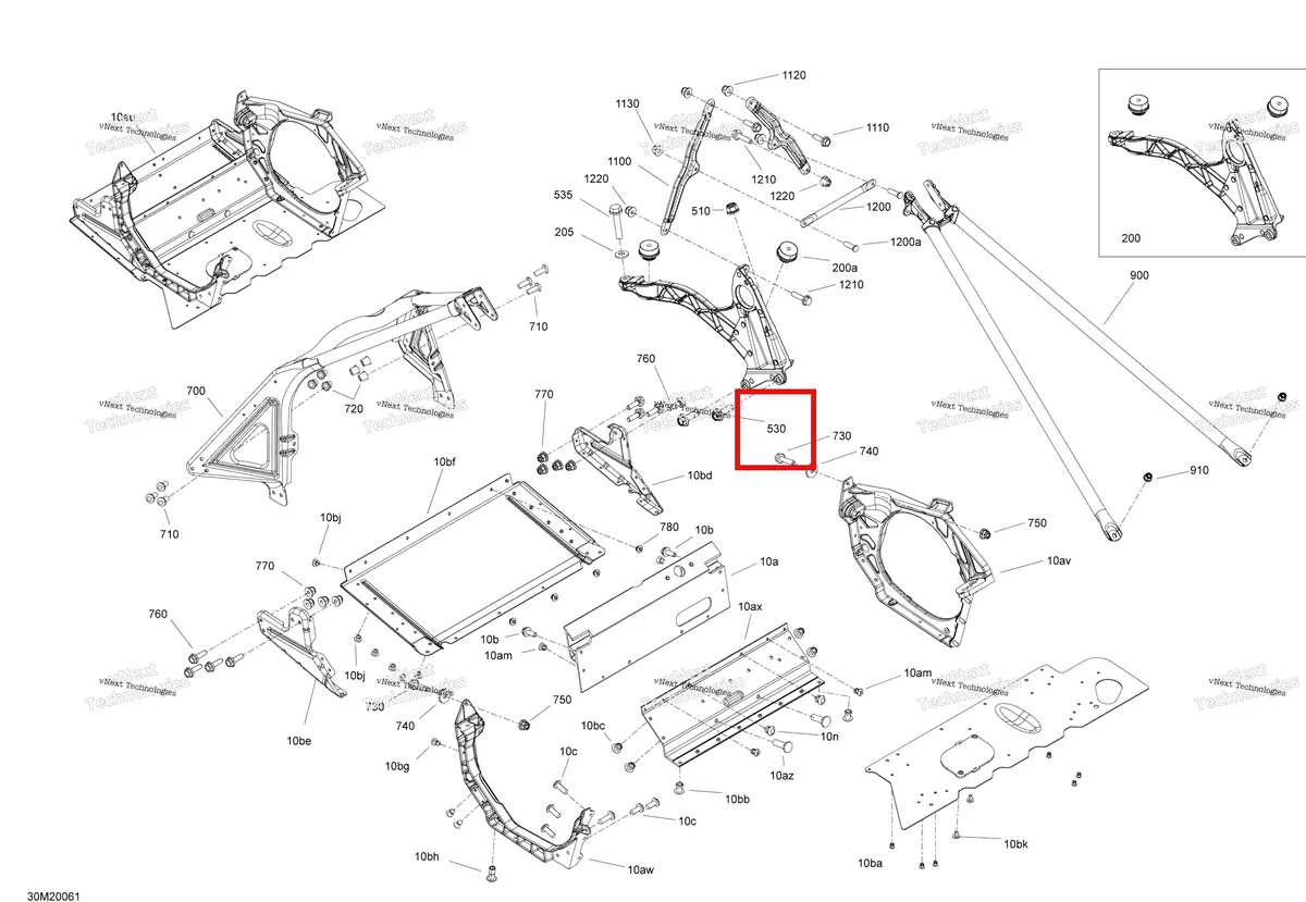 Деталь 250000351 (Деталь Hex. Flanged Screw M8 X 25, Nylon) на схеме узла 2020 Ski-Doo TUNDRA 600 ACE Frame - Front Section - Package Lt