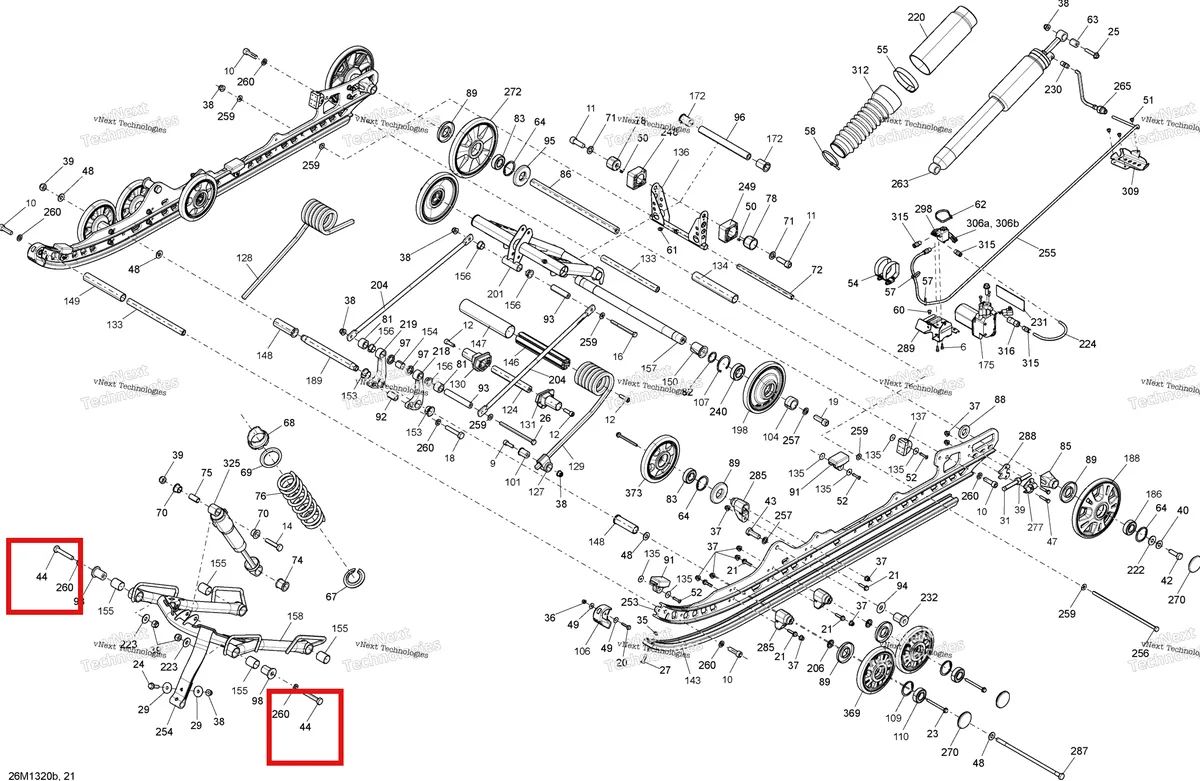 Деталь 250000357 на схеме узла 2013 Ski-Doo GSX SE 600HOE Rear Suspension