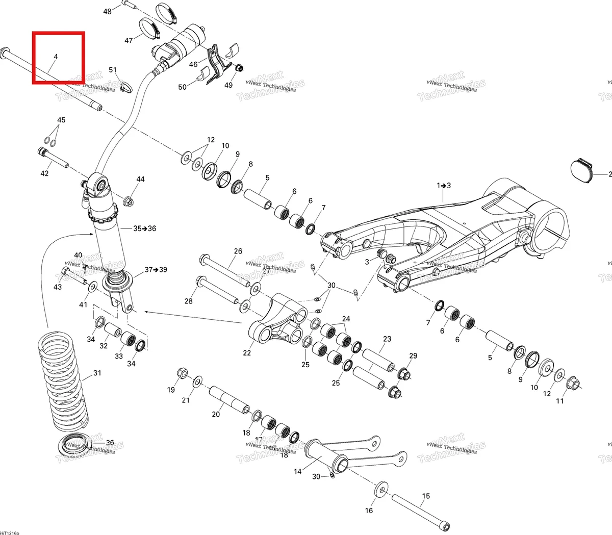 Деталь 250000358 на схеме узла 2015 Can-Am DS 450EFI XXC, XMX Rear Suspension Xmx