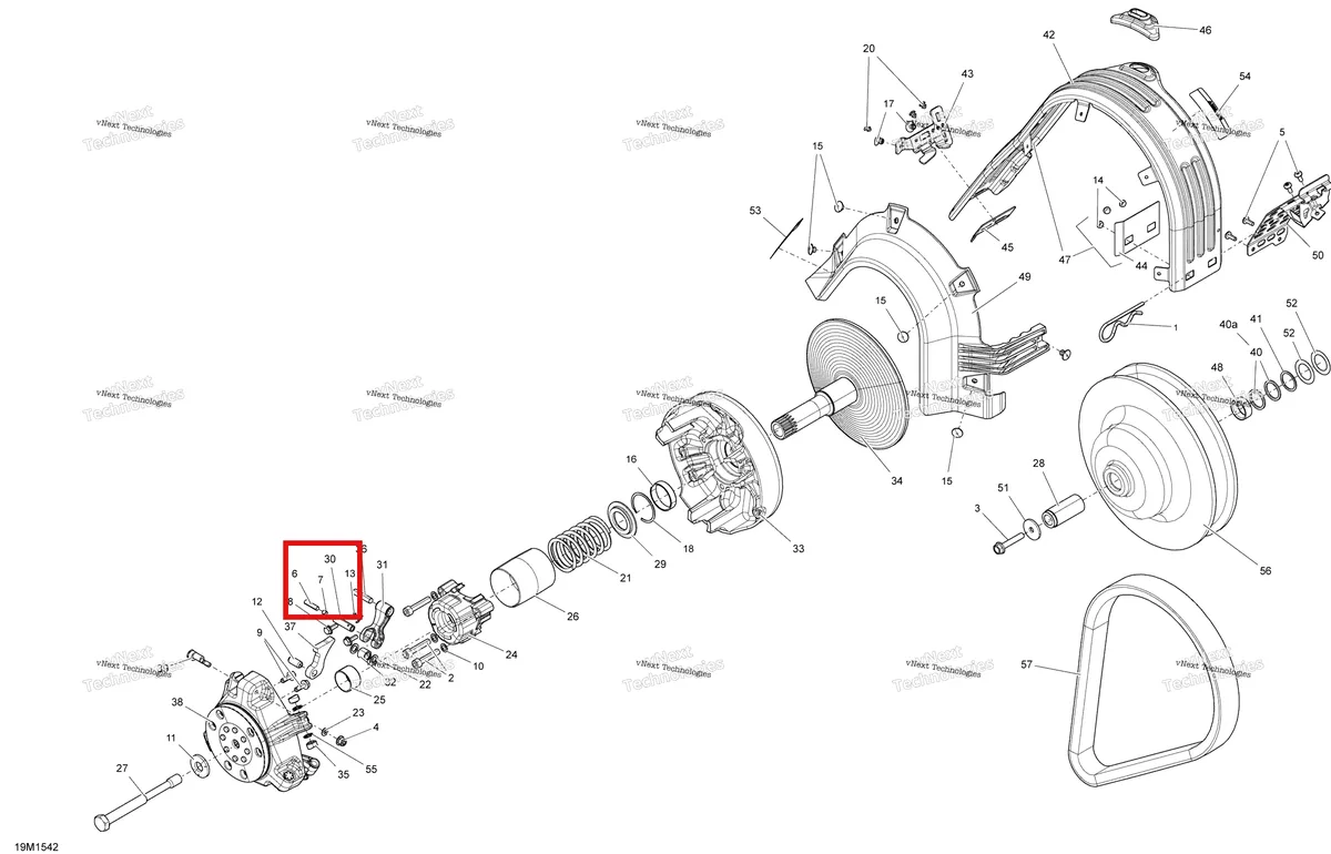 Деталь 250000411 на схеме узла 2015 Ski-Doo MXZ X-RS 600HOE XS RS Pulley System